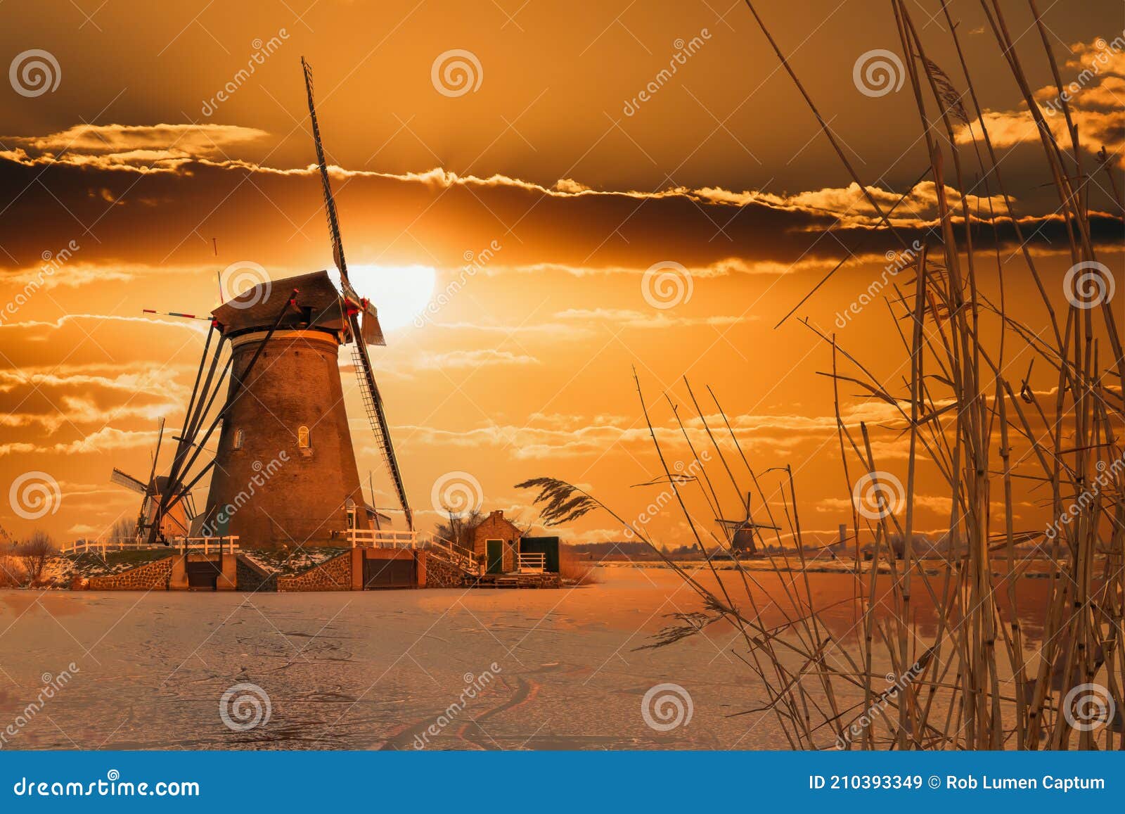 Os moinhos de vento históricos nos Países Baixos são ícones