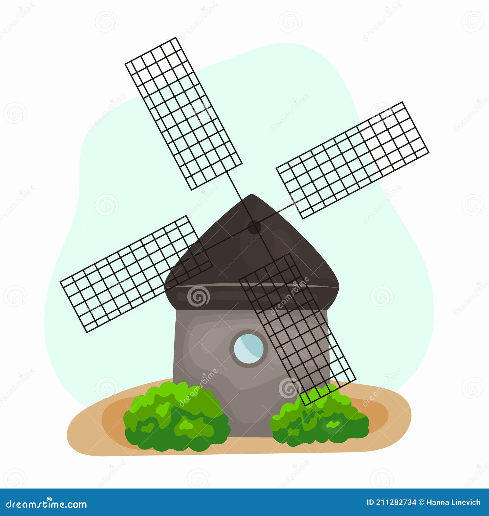 desenho animado antigo moinho de vento rural 3788769 Vetor no Vecteezy