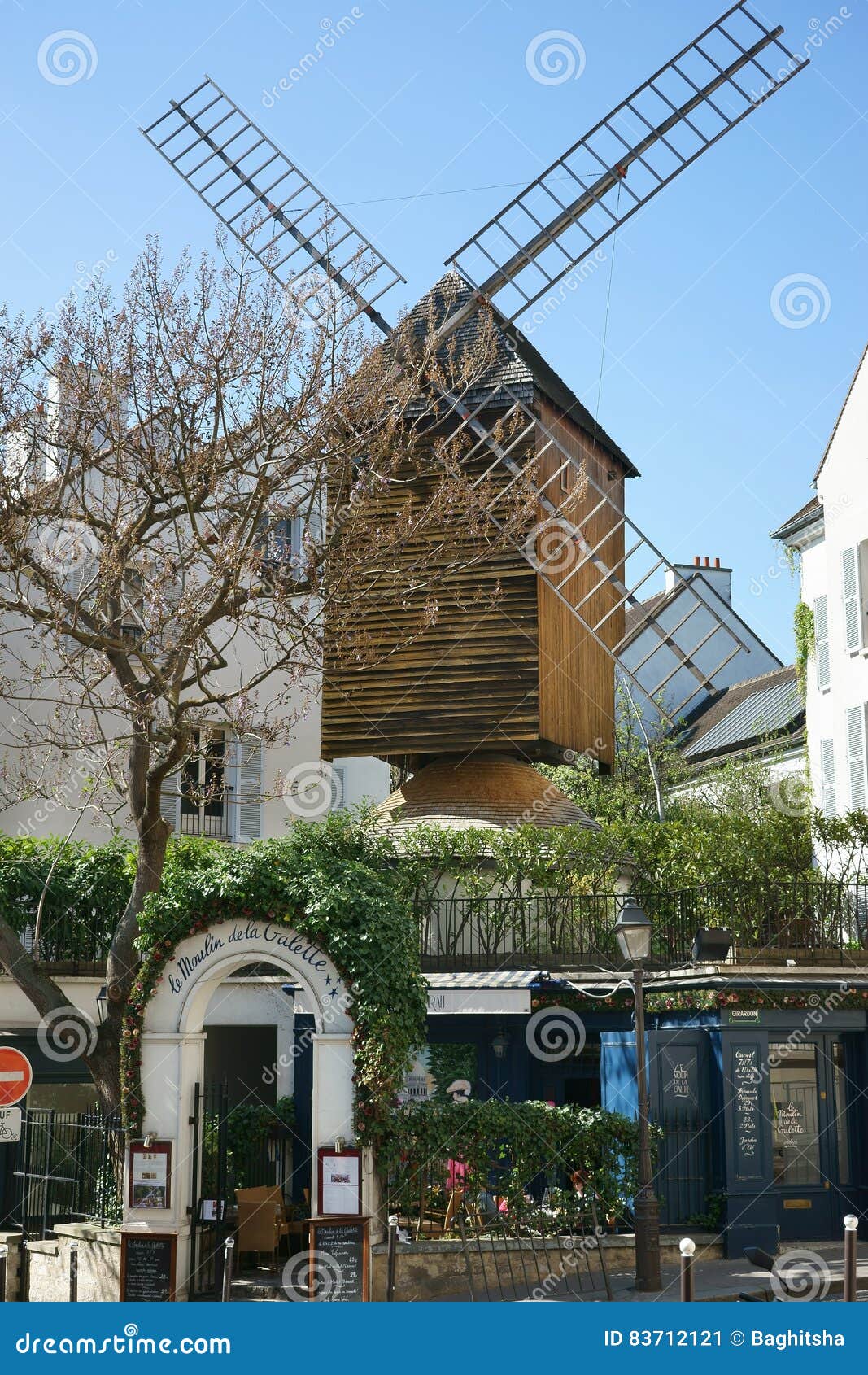 Moinho De Vento Velho Montmartre Paris França Foto Editorial