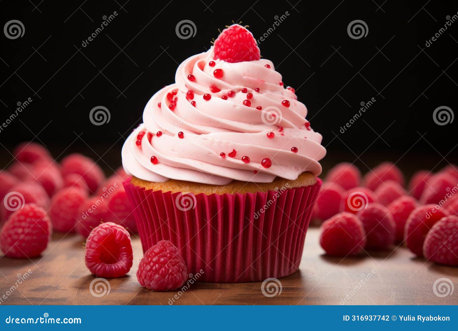moist raspberry cupcake. generate ai
