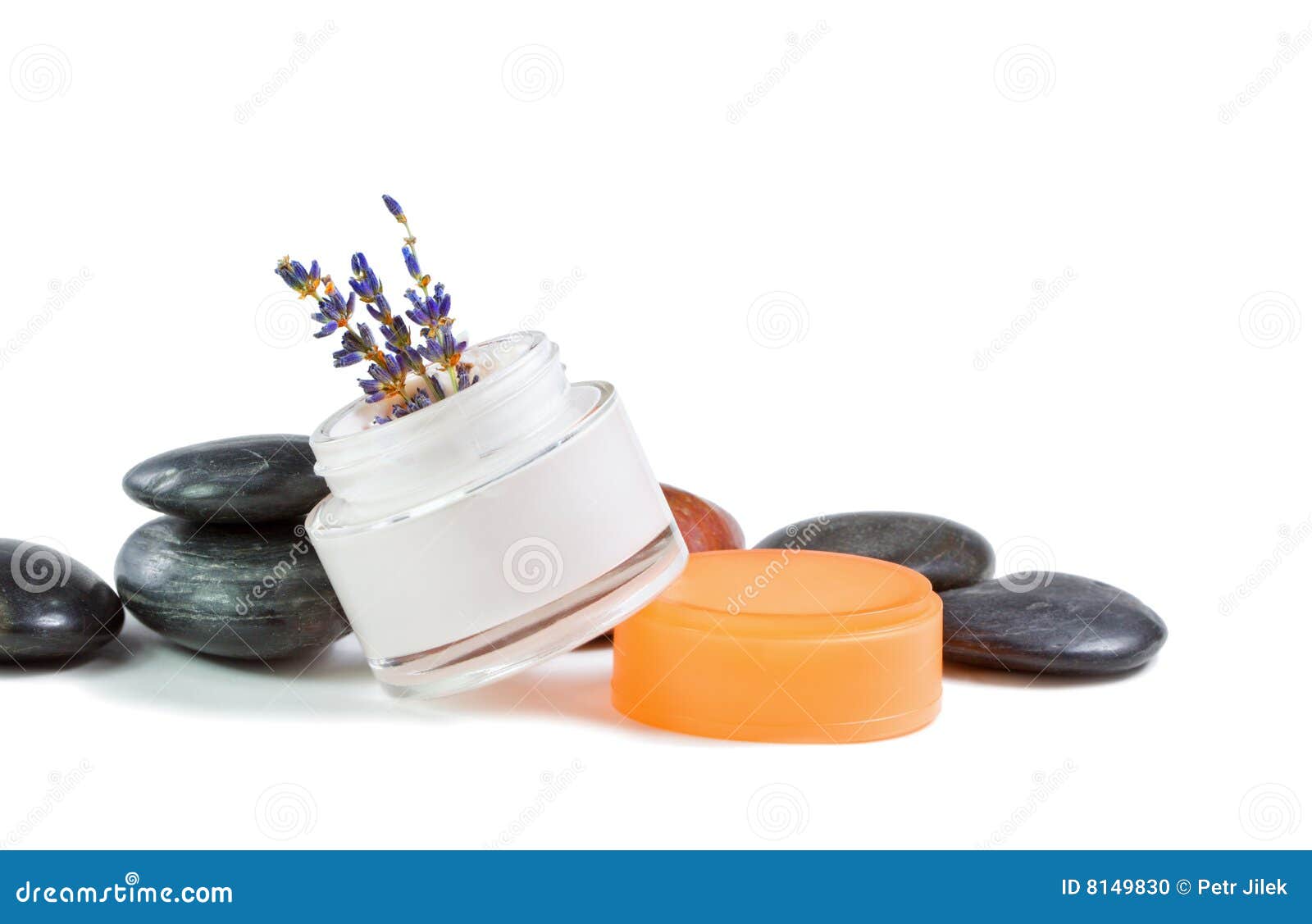 Moisturizing Cream , Massage Stones and Lavender Stock Photo Image of