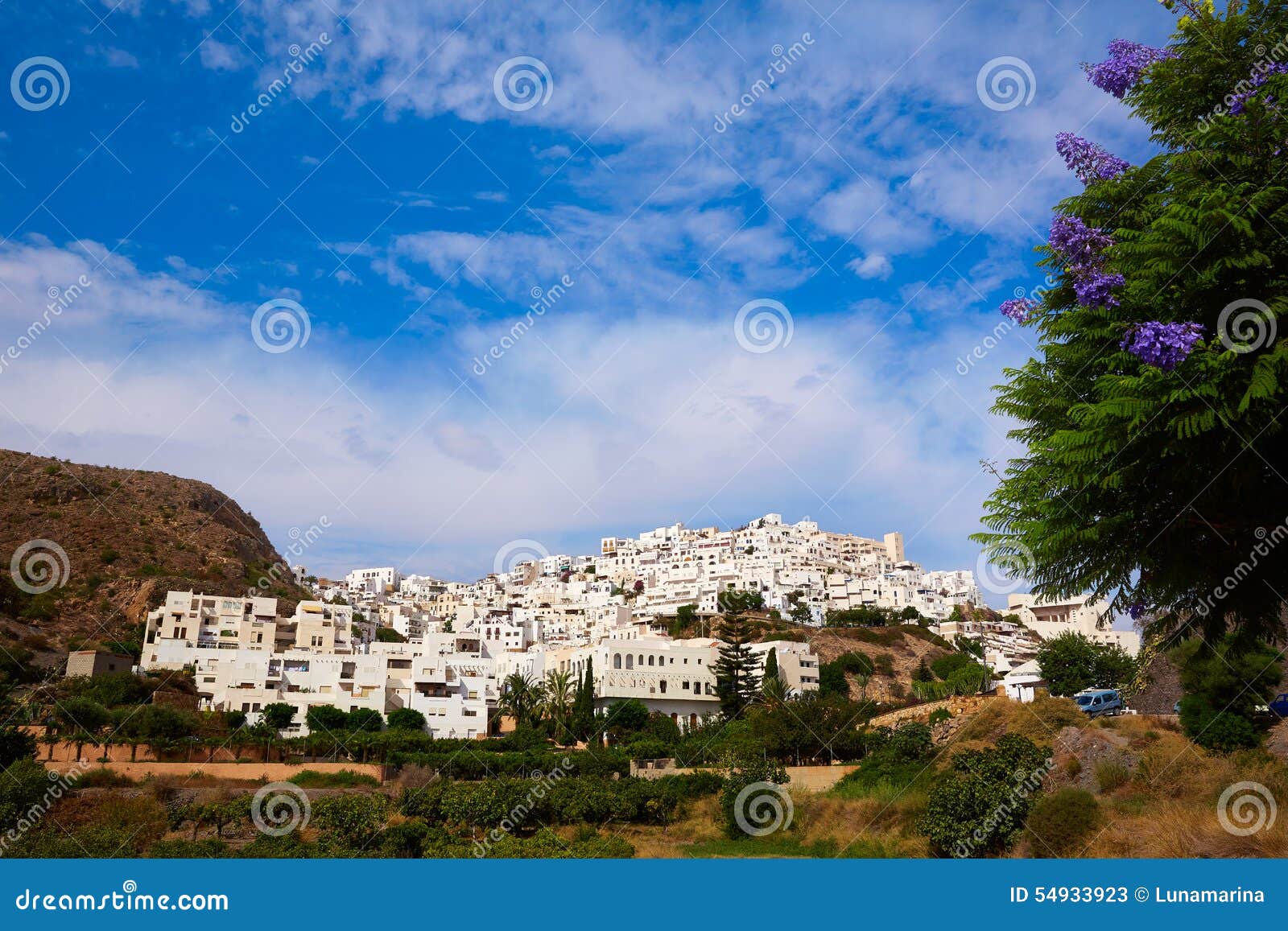 mojacar in almeria village skyline in spain