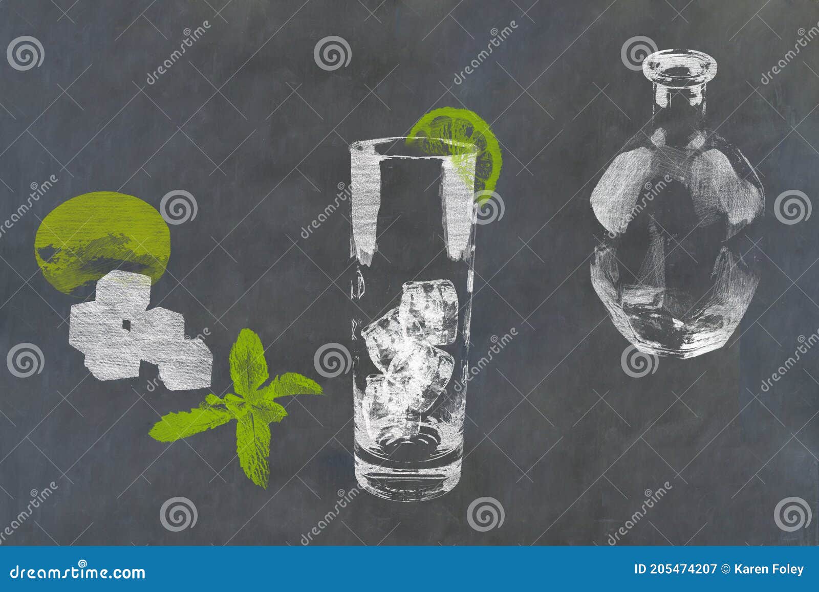 Mojito Cocktail stock image. Image of drawn, bourbon 205474207