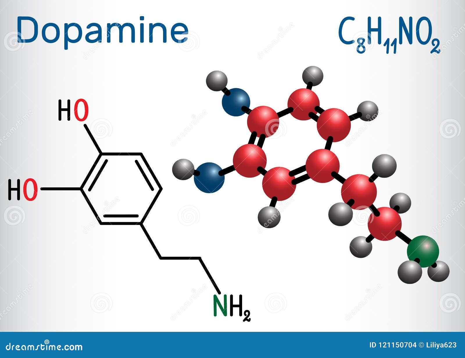 Molecula De Da De La Dopamina Formula Quimica Y Molecul
