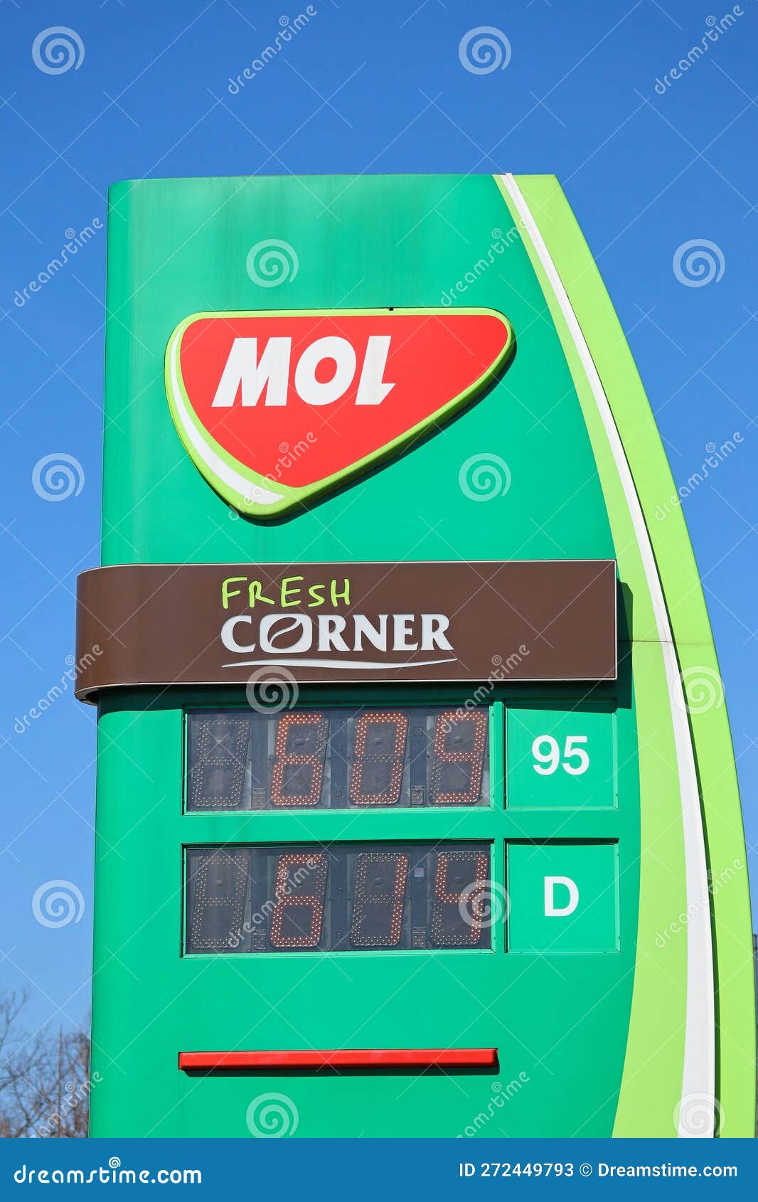 MOL Gas Station Pole with Prices Editorial Stock Photo Image of