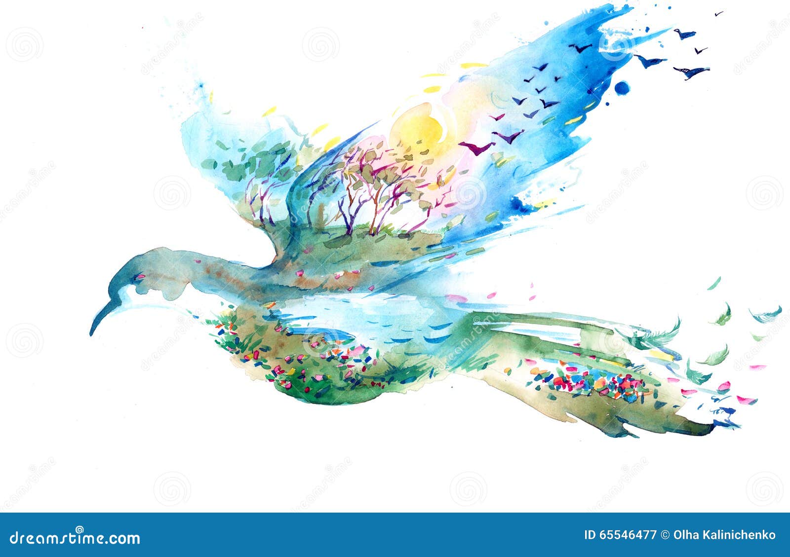 Watercolor Birds Fly Kids