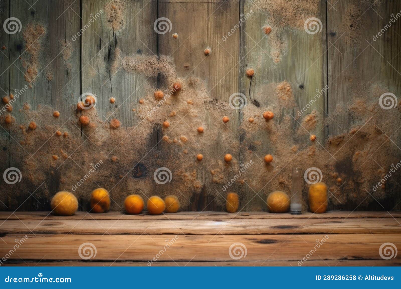 Mold and Bacteria on Damp Wooden Surface Stock Illustration