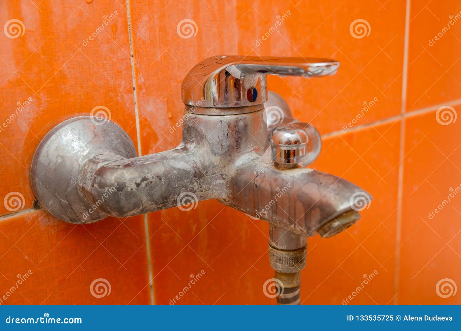 Mold Fungus And Limescale On The Bathroom Faucet Stock Image