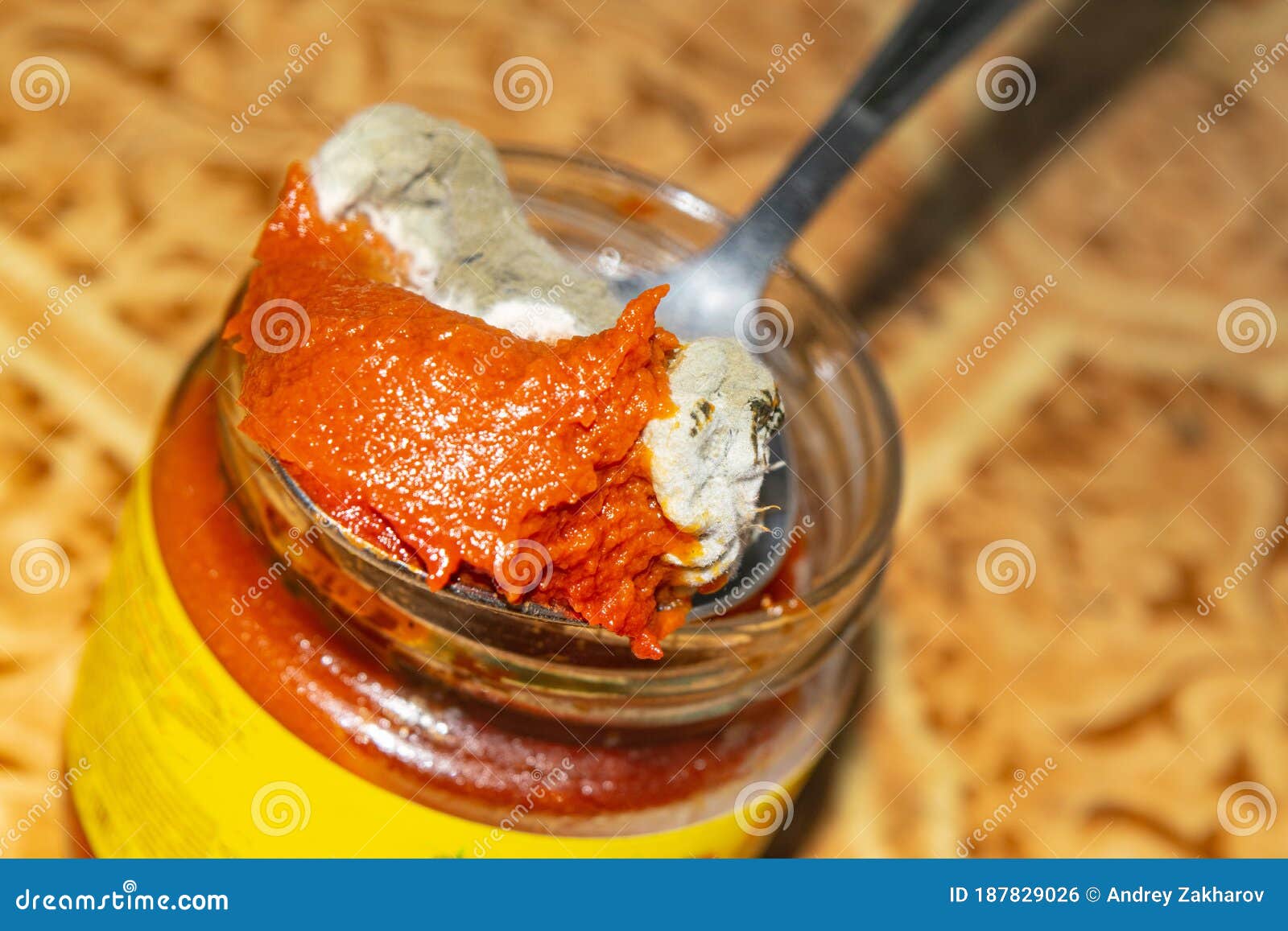 Mold Growing on the Tomato Paste. Close Up. Stock Photo Image of dish