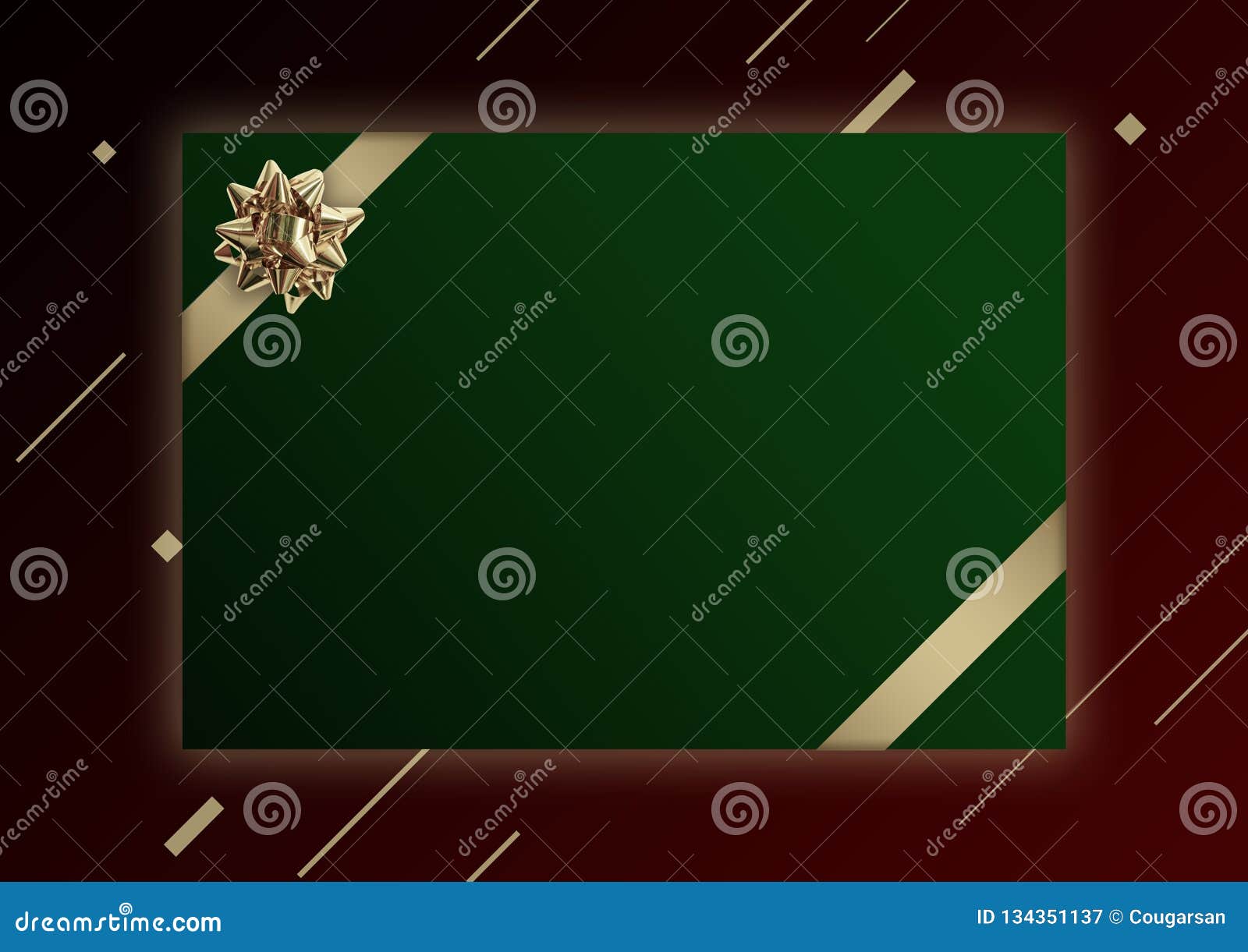 Molde Da Bandeira Do Natal Com a Flor Dourada Do Presente, Fita Ilustração  Stock - Ilustração de verde, frente: 134351137