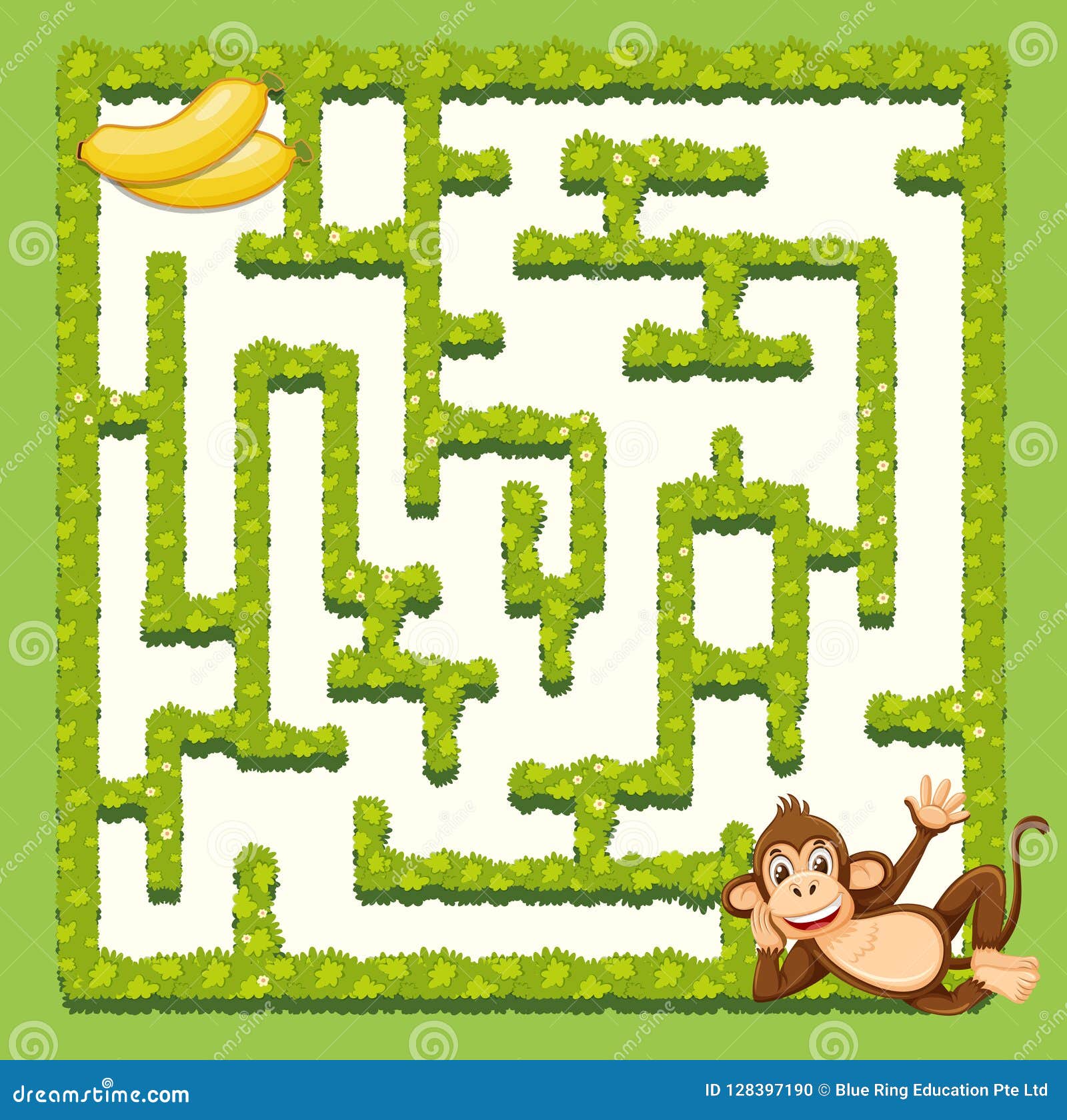 Jogo de labirinto para crianças com macaco e banana