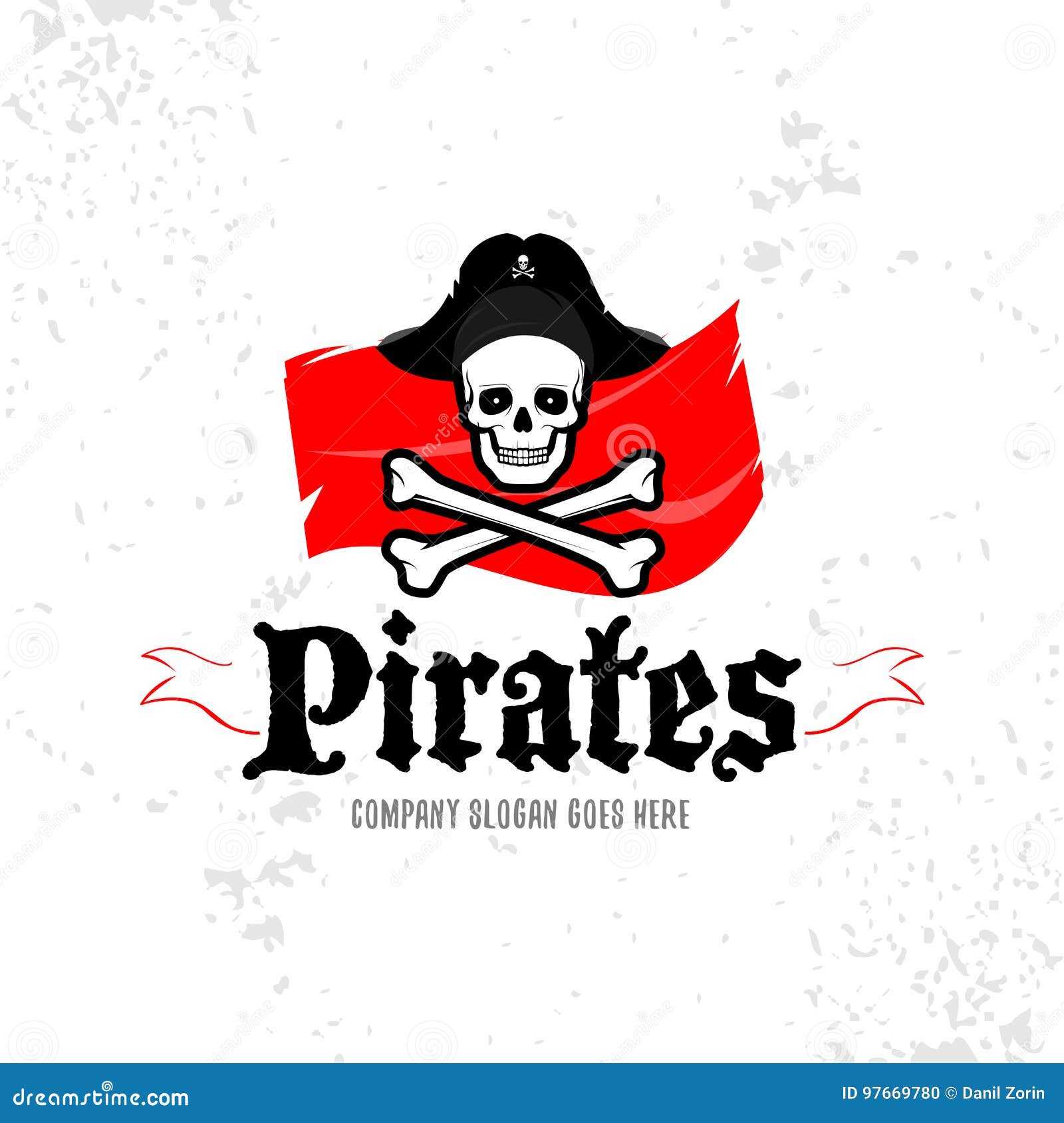 Modelo de logotipo de pirata desenhado à mão