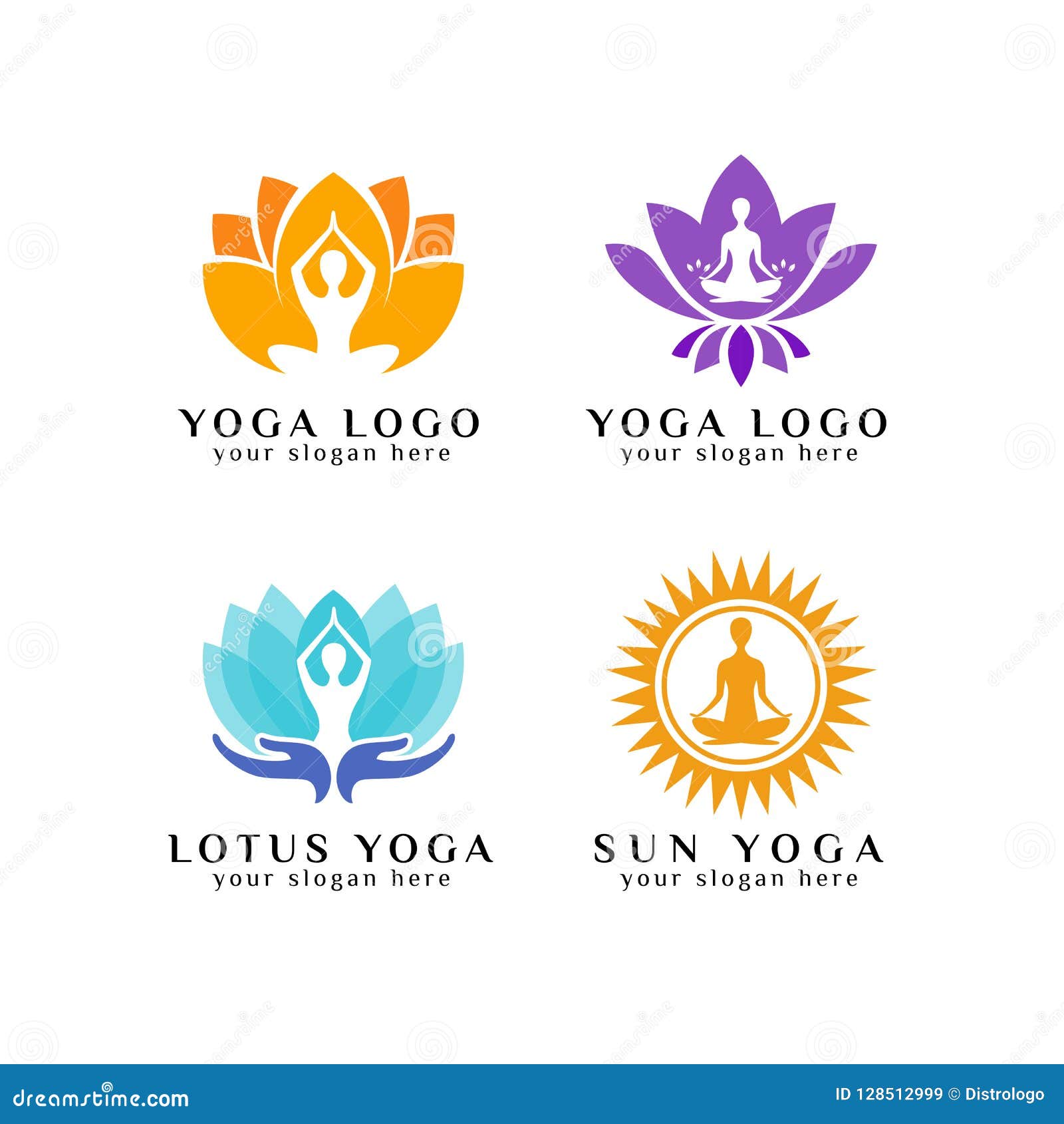 Design Do Logotipo Yoga. Meditação Humana No ícone Da Flor De