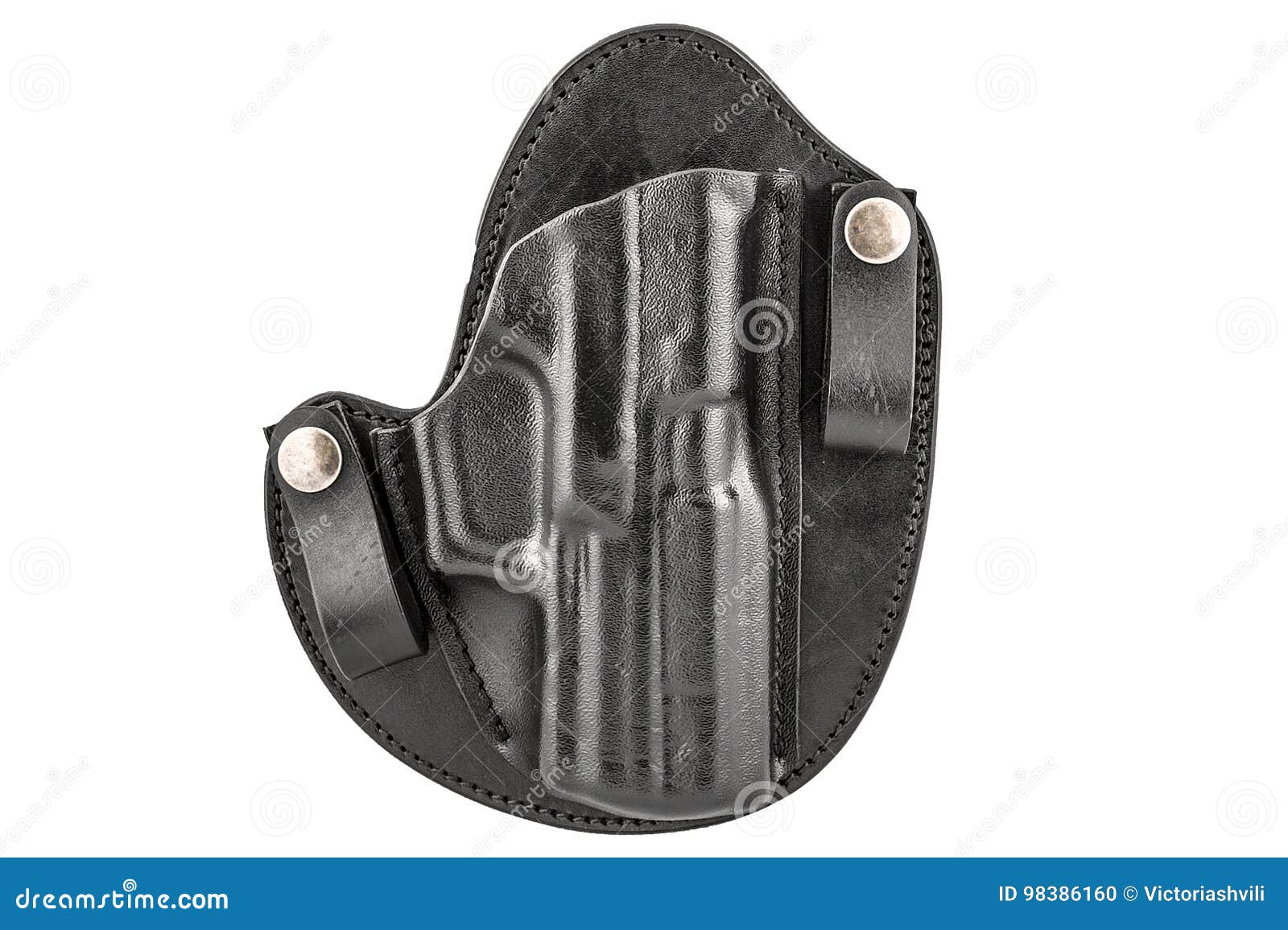 Molded Leather Holster without Handgun. Isolated Stock Photo Image of