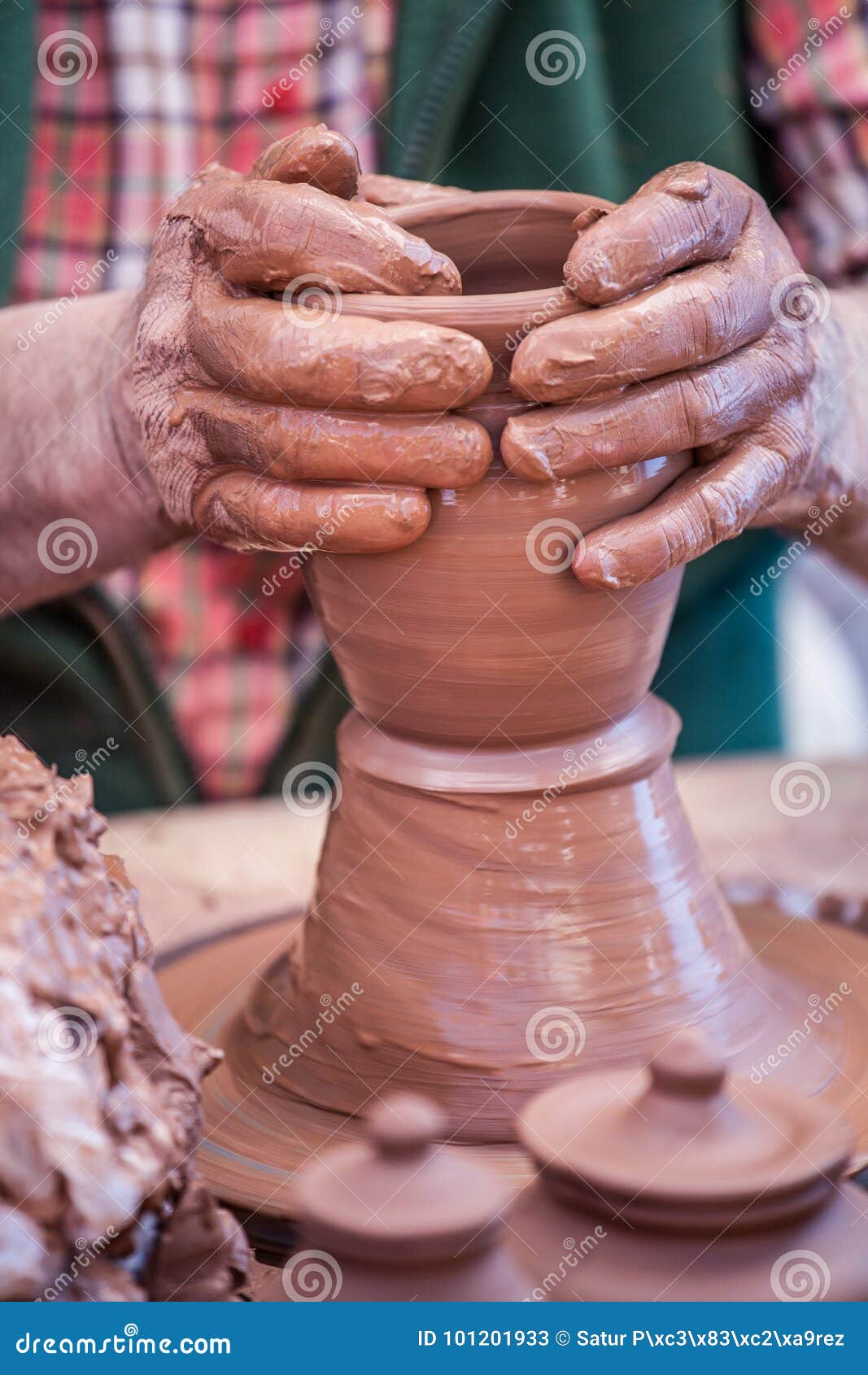 Molding clay with hands stock image. Image of pottery - 101201933