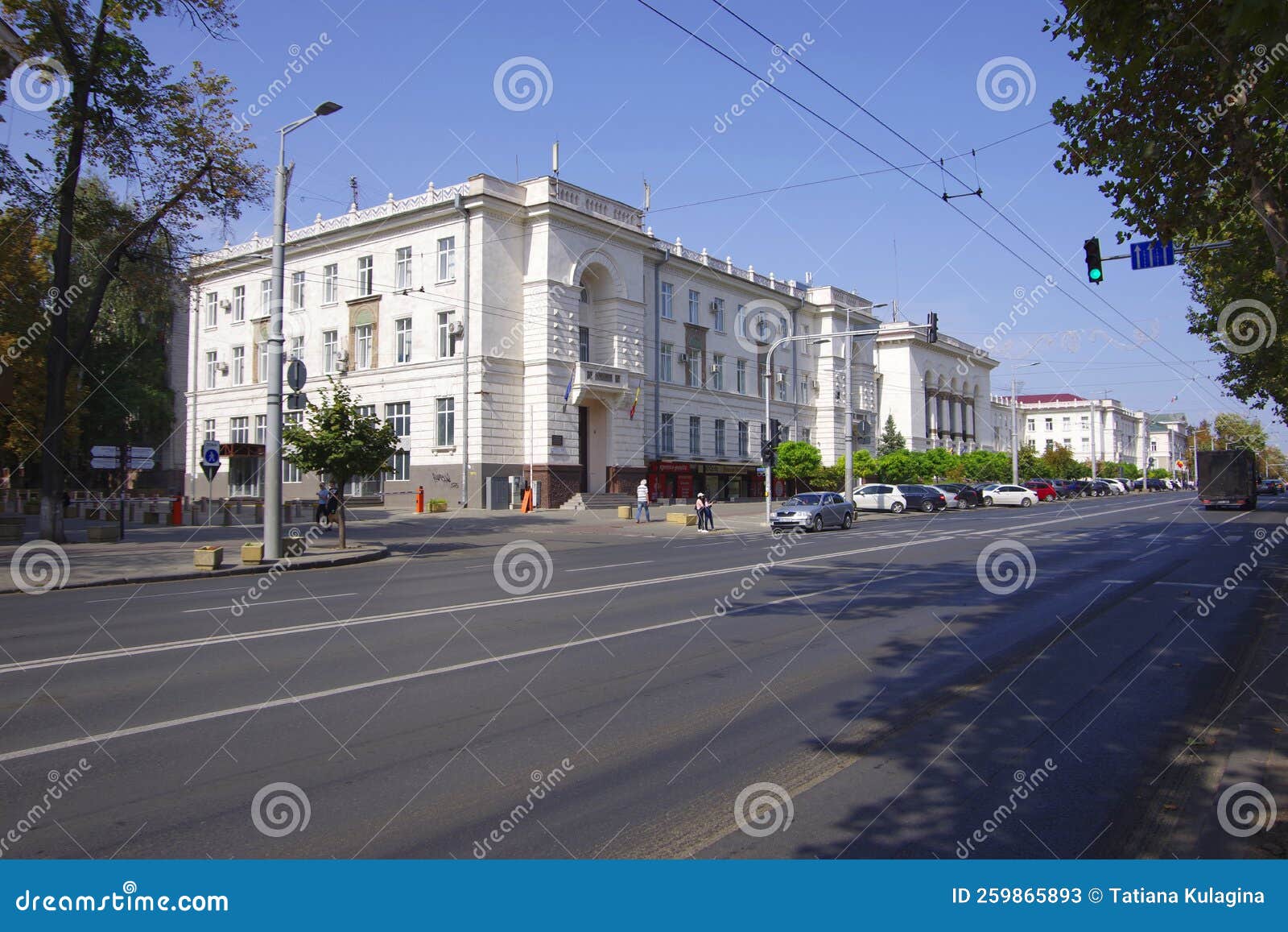 Moldova. Kishinev. 08.29.2022. View of the Building with Columns