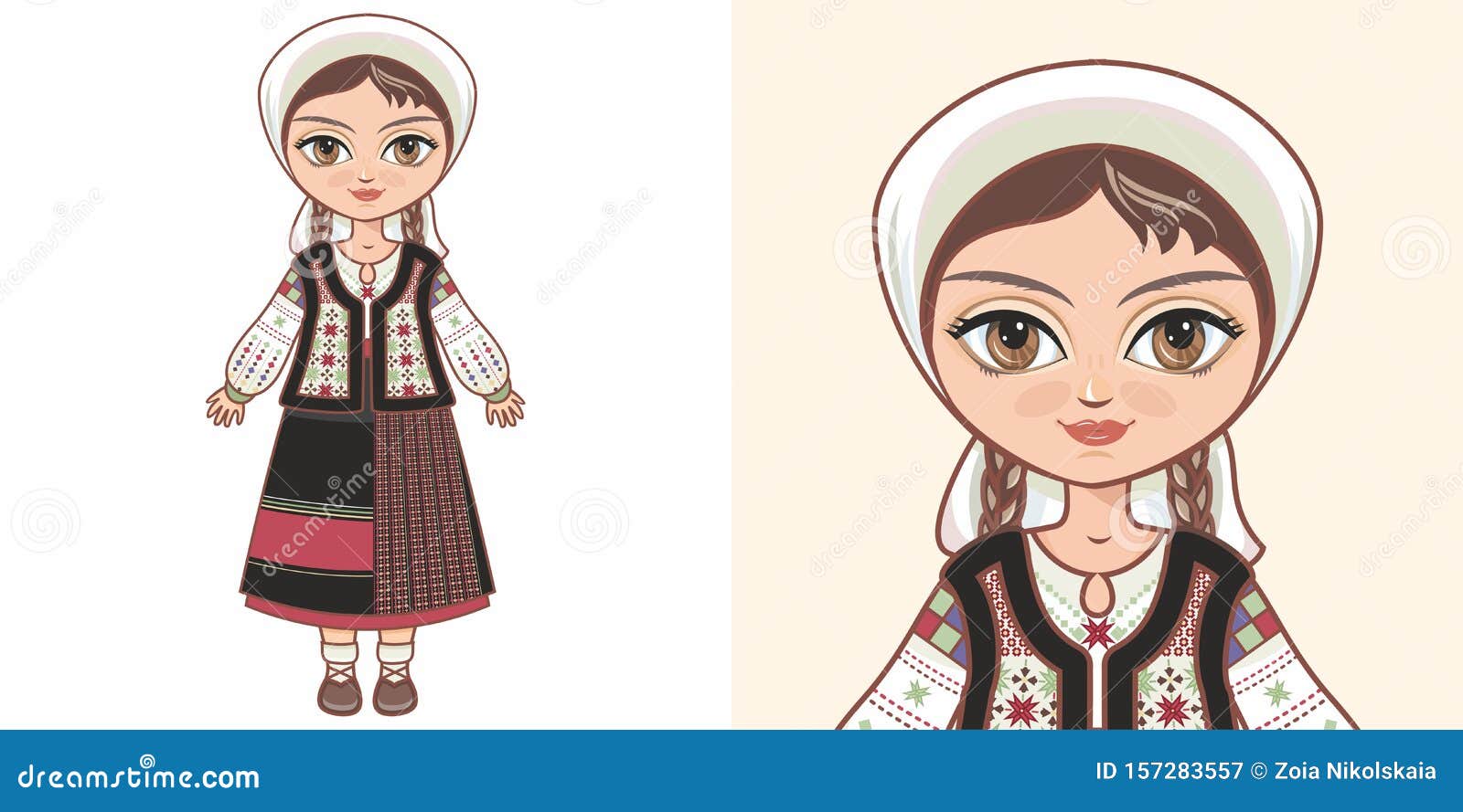 Moldovan Girl in National Costume Stock Vector - Illustration of ...