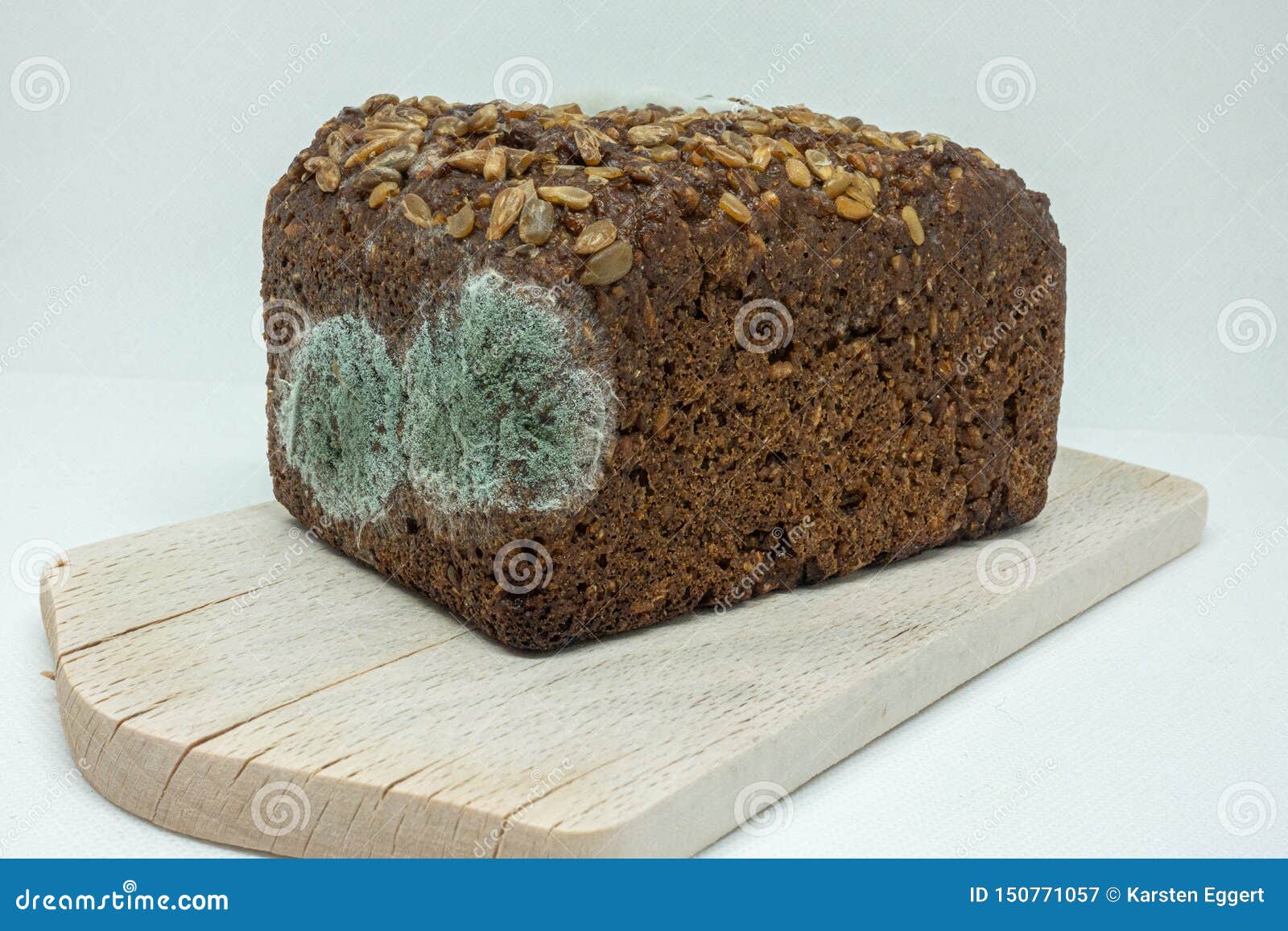 Moldy Rye Bread Lies on a Wooden Board Stock Image Image of bread