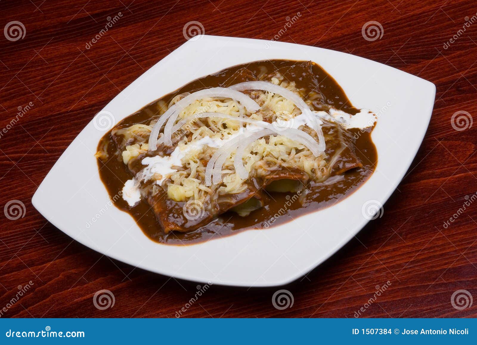 Mole enchiladas stock photo. Image of sausage, crispy 1507384
