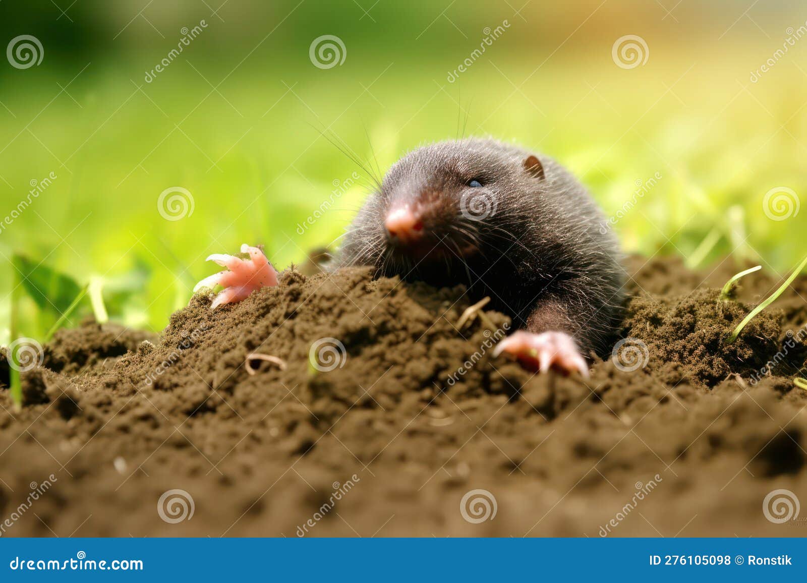 Mole on Molehill in Garden Grass Stock Illustration Illustration of
