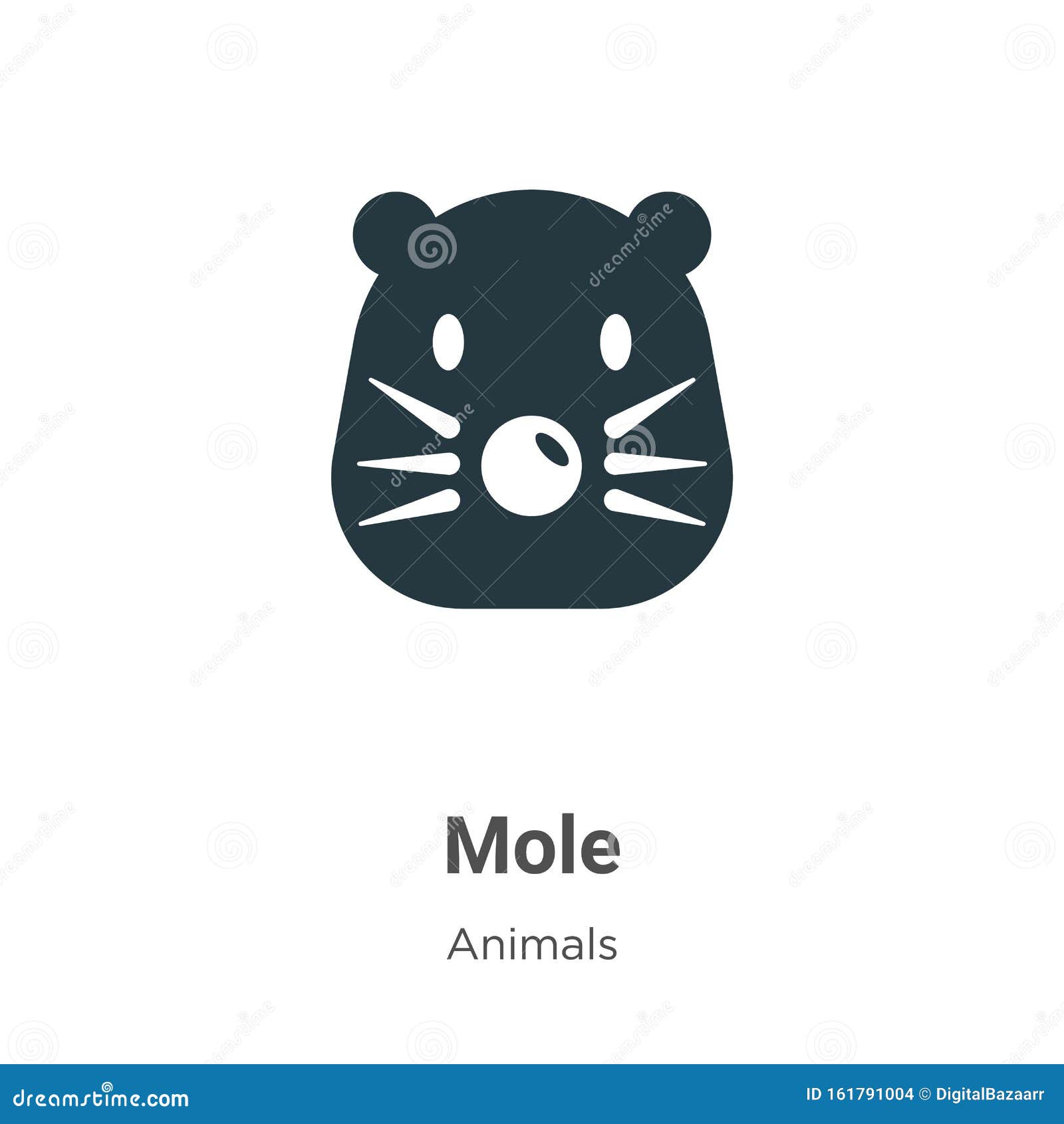 Mole Vector Icon on White Background. Flat Vector Mole Icon Symbol Sign