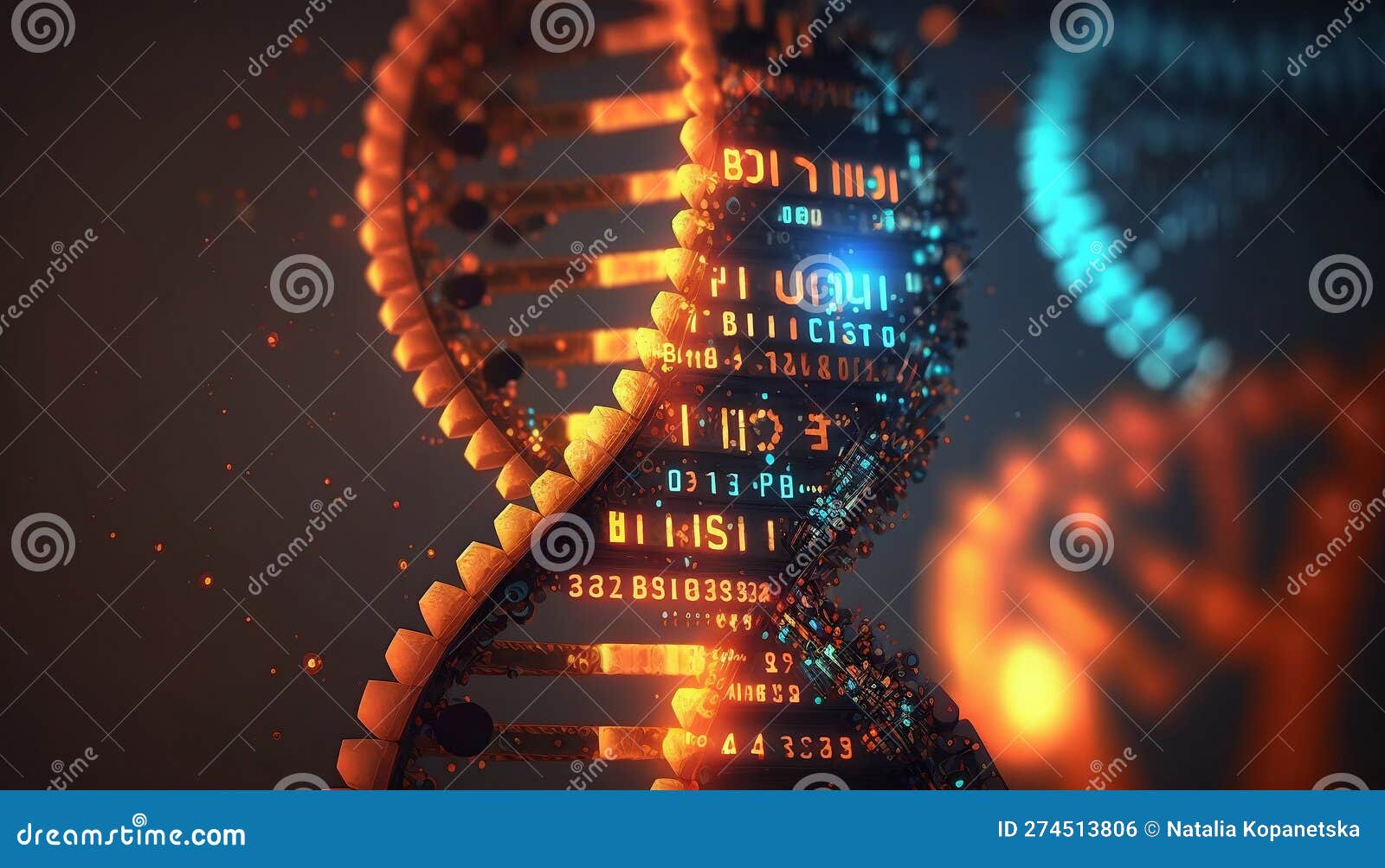 a molecula dna structure on a dark background.