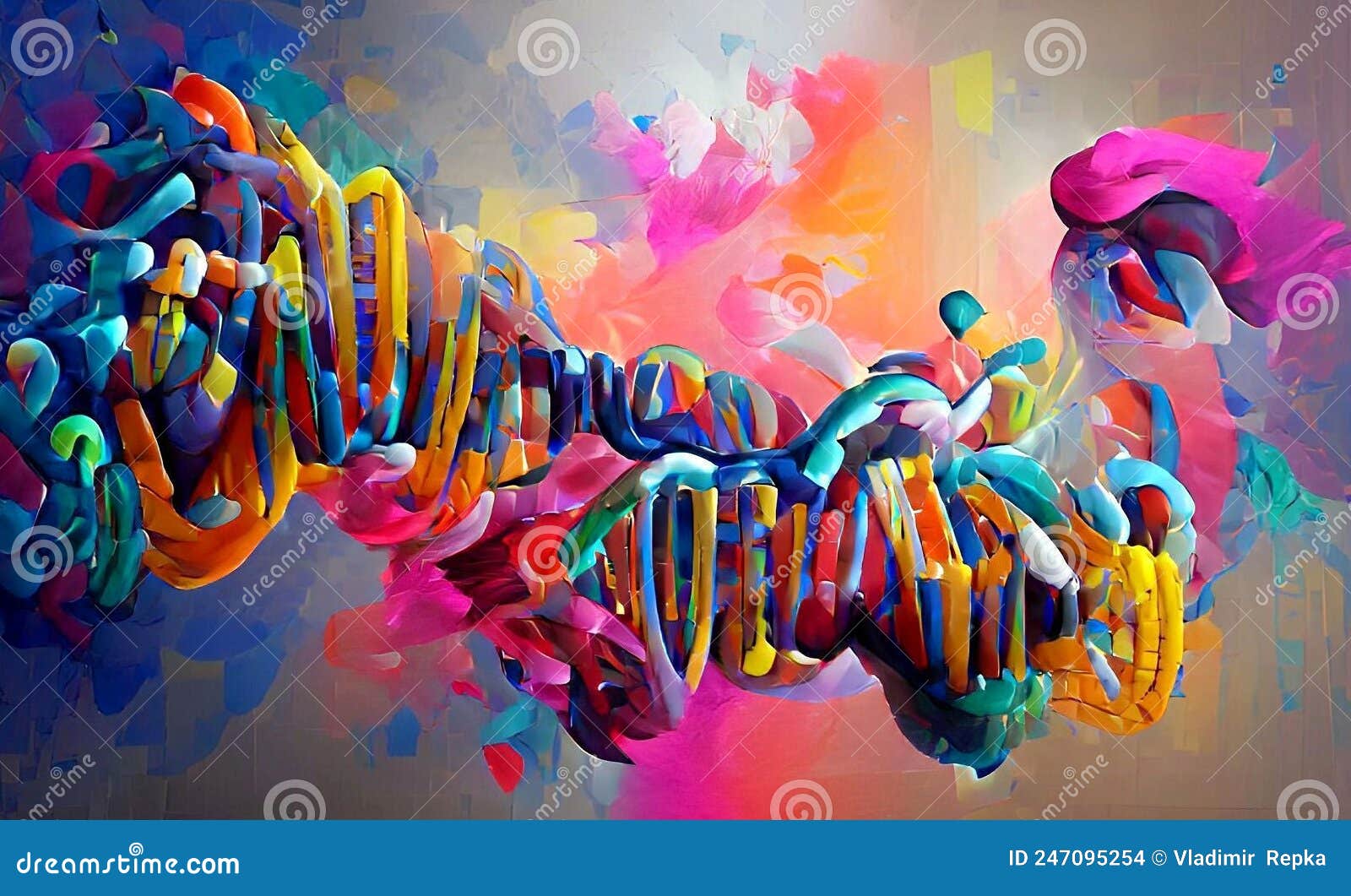 the molecula of heredity dna- abstract colorful brush panting