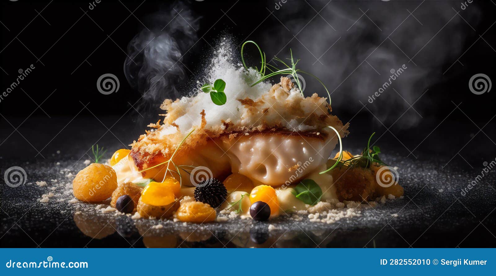Molecular Cuisine Take on Fish and Chips with Crispy Potato Foam and a