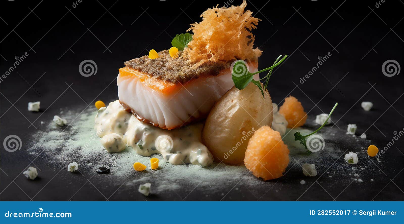 Molecular Cuisine Take on Fish and Chips with Crispy Potato Foam and a