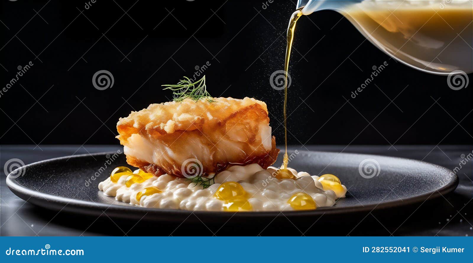 Molecular Cuisine Take on Fish and Chips with Crispy Potato Foam and a