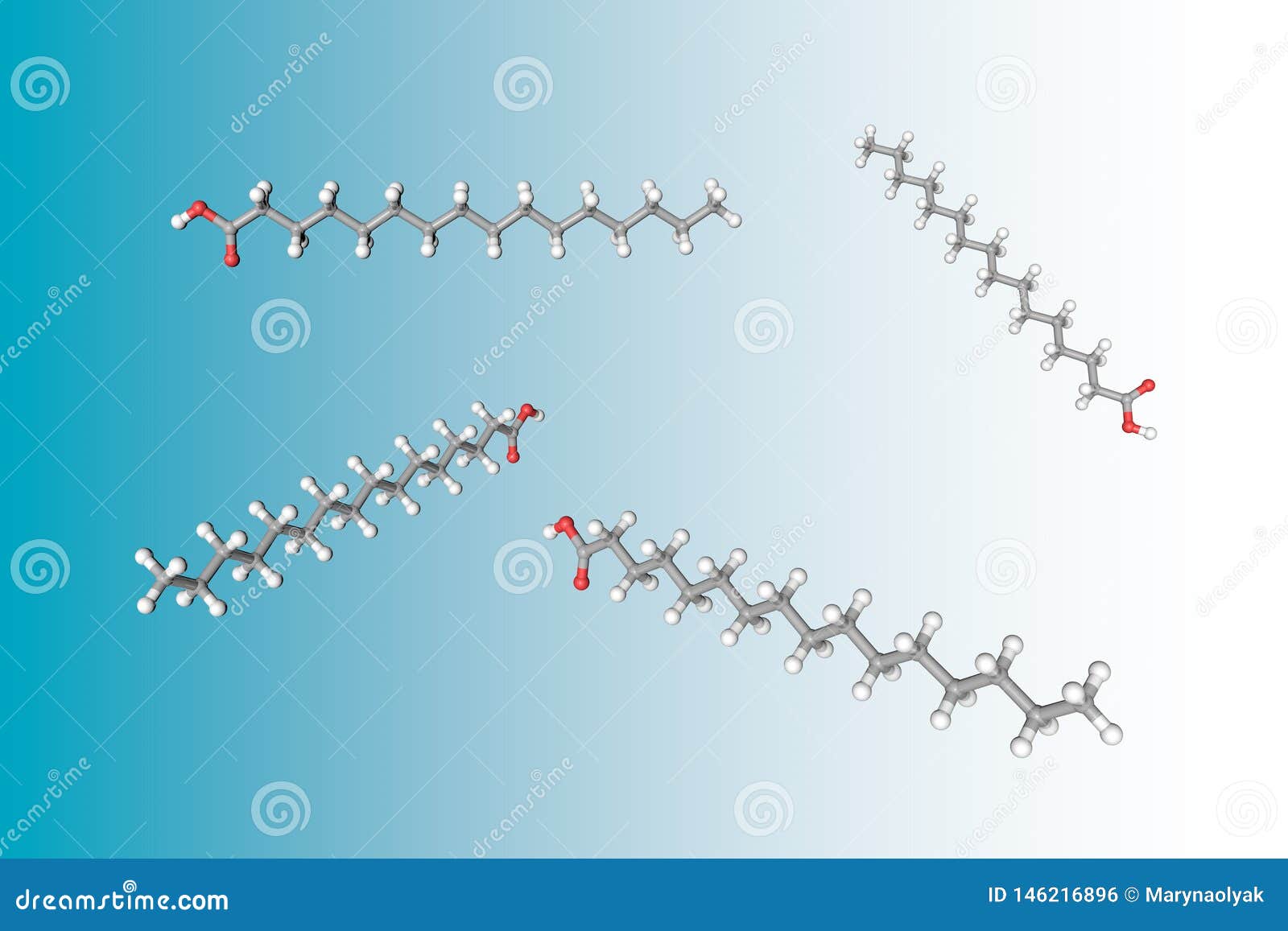 Molecular Model of Palmitic Acid Palm Oil Atoms are Represented As