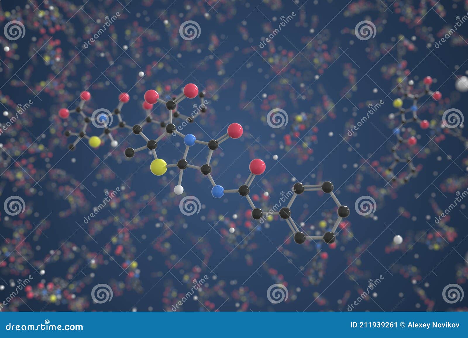 molecule of benzylpenicillin. molecular model, science related 3d rendering
