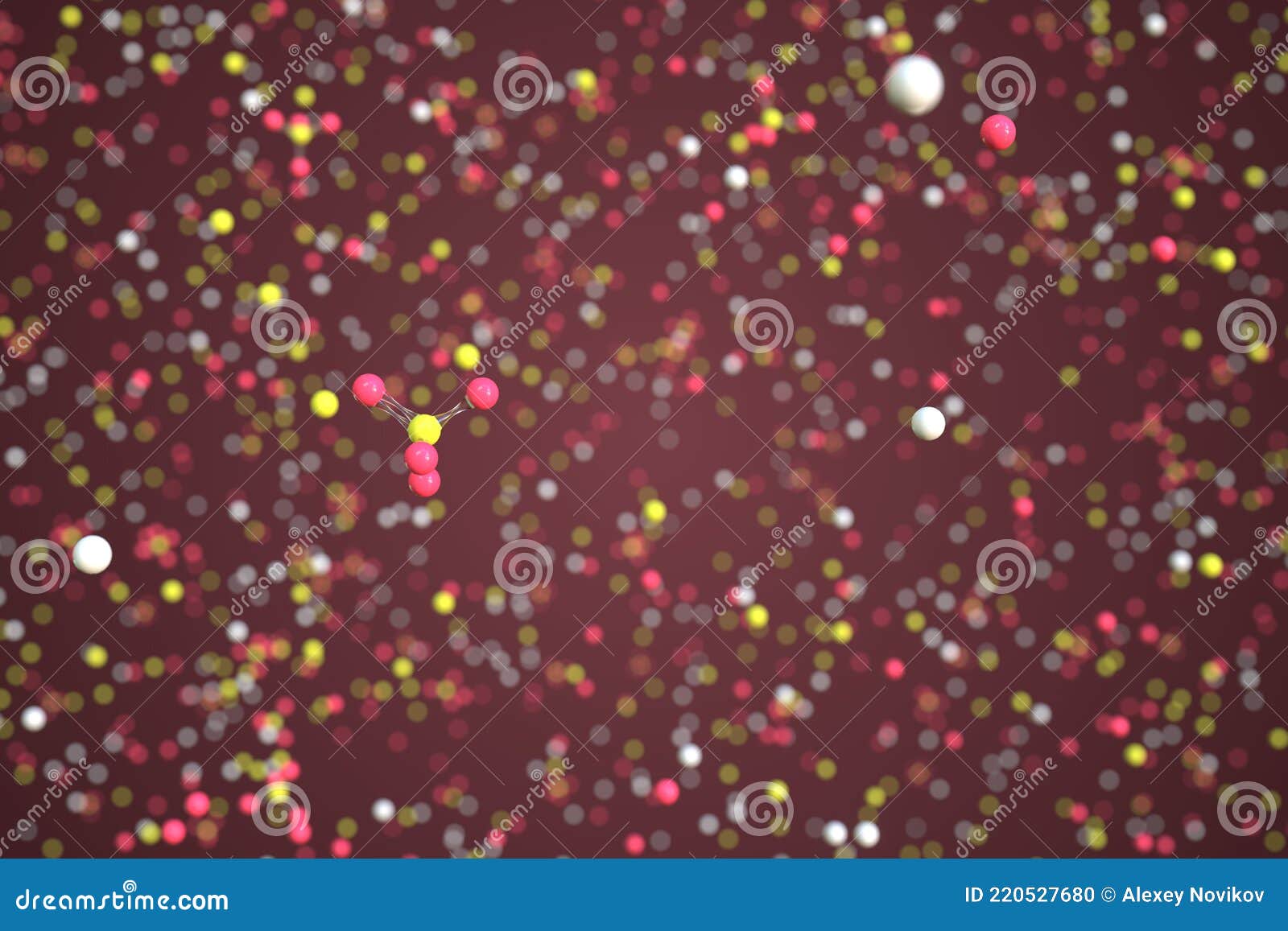 Molecule of Magnesium Sulfate. Molecular Model, Conceptual 3d Rendering