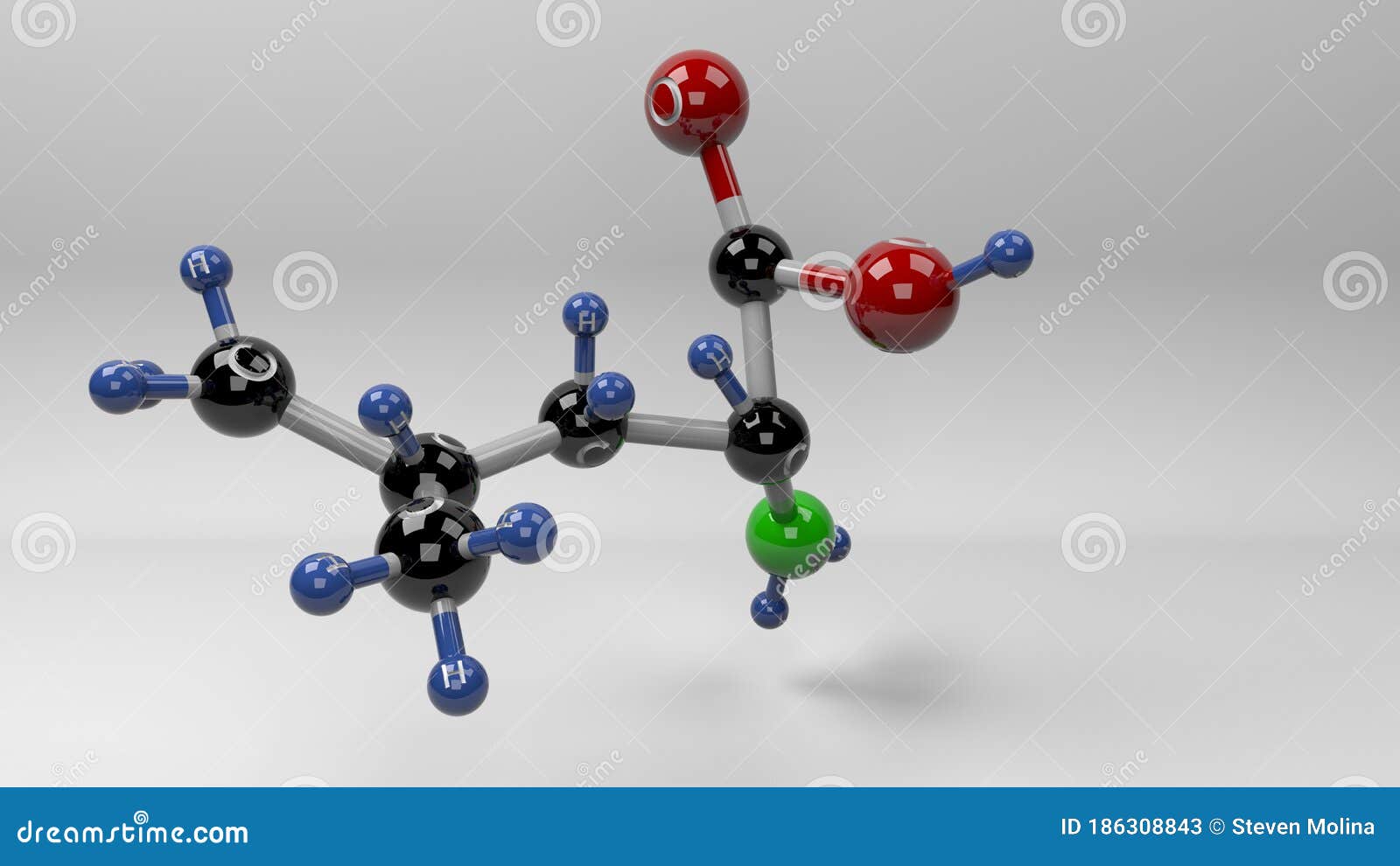 leucine molecule 3d .
