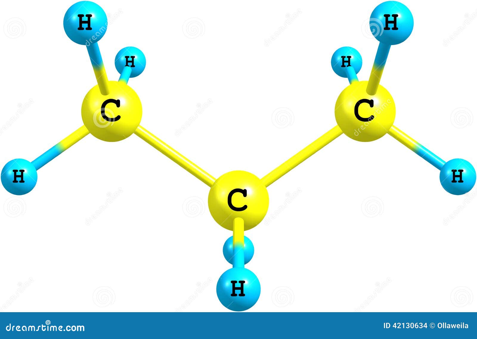 molecular structure of propane on white
