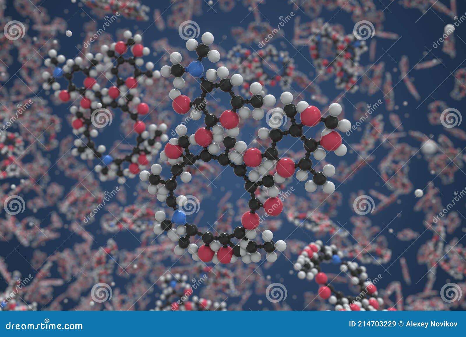 molecule of azithromycin, ball-and-stick molecular model. science related 3d rendering