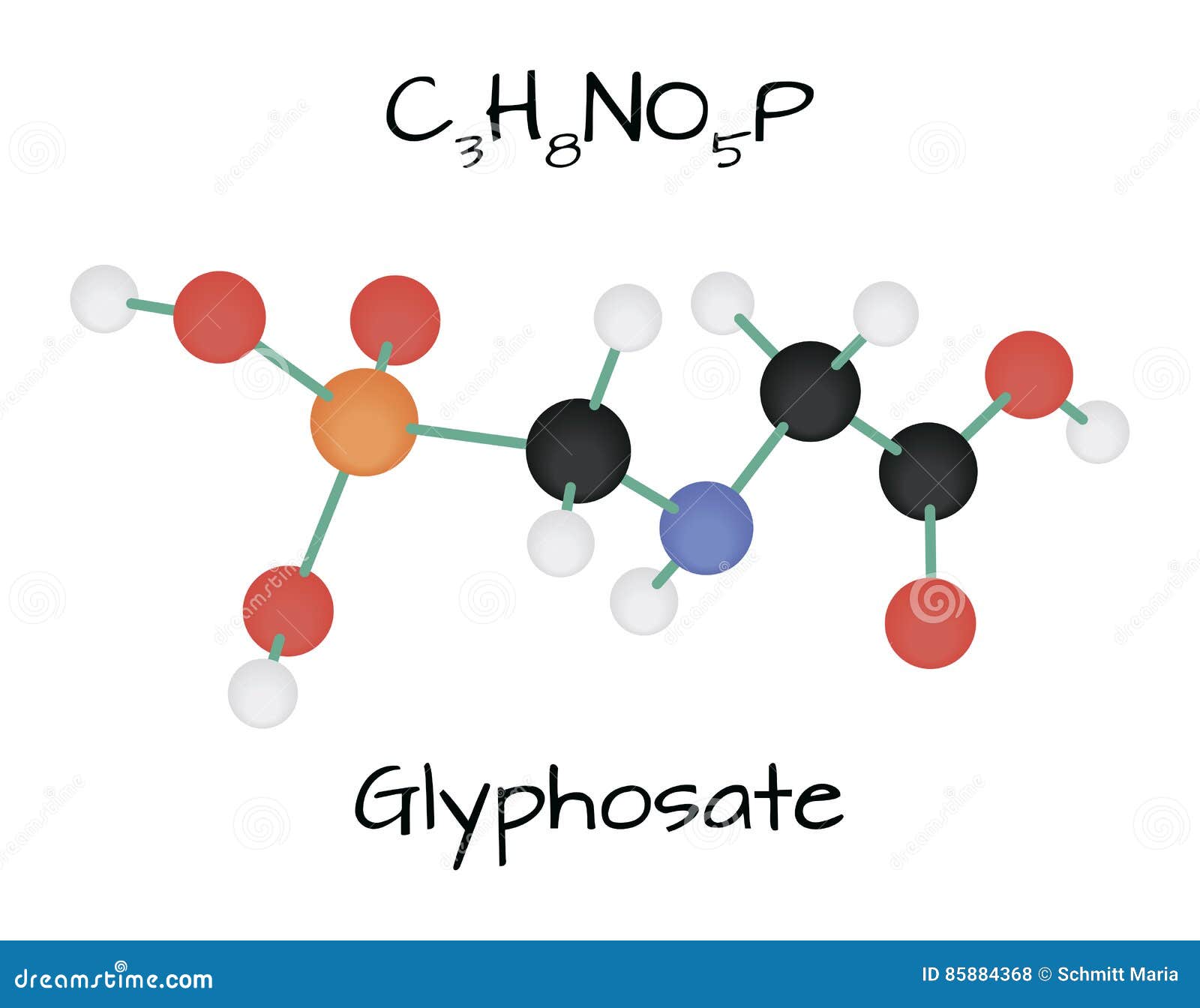 Molecule Glyphosate C3H8NO5P Stock Vector Illustration of vector