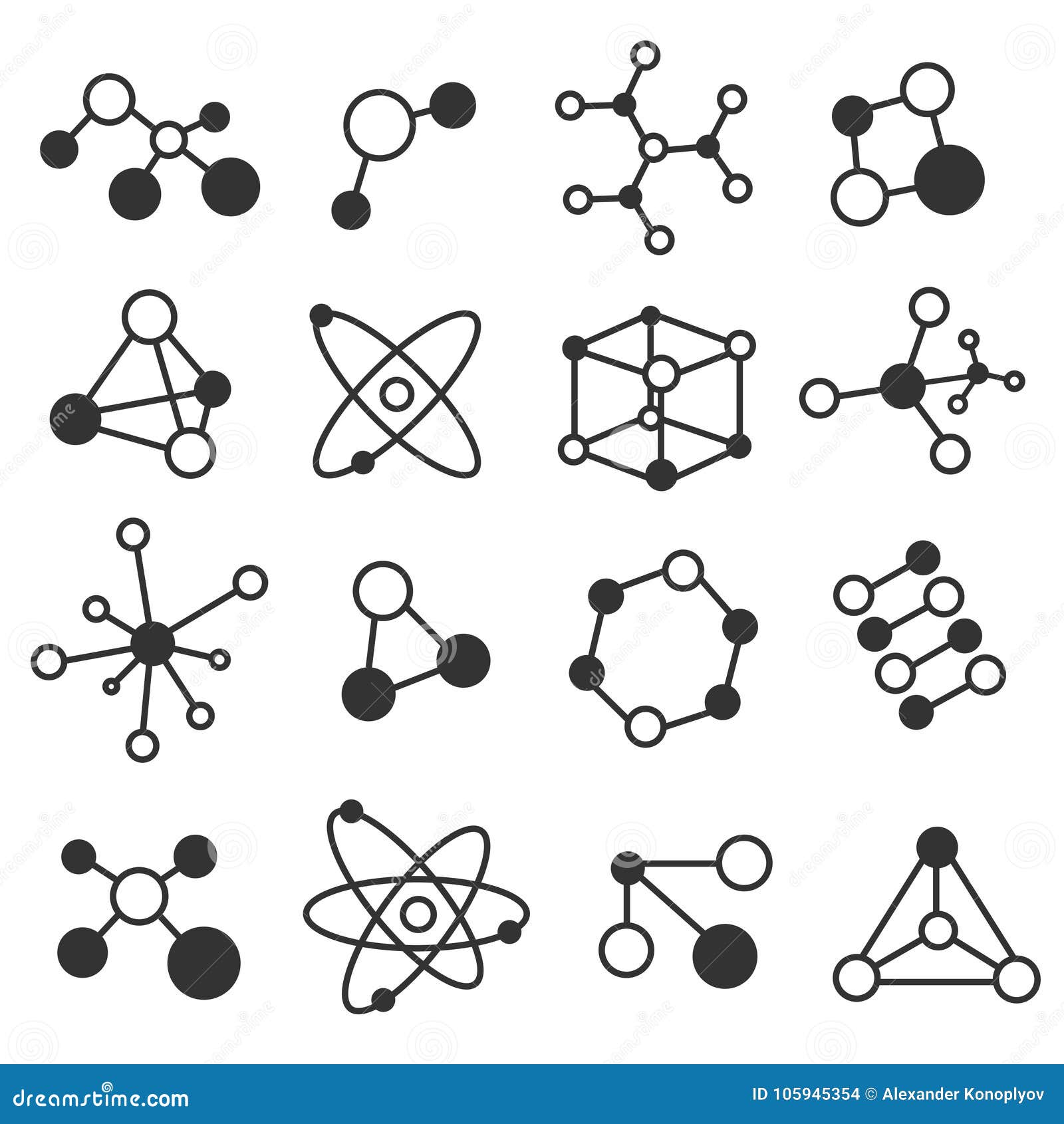 Molecule icon set stock vector. Illustration of cartoon - 105945354