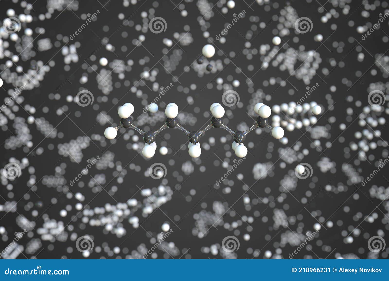 heptane molecule made with balls, conceptual molecular model. chemical 3d rendering