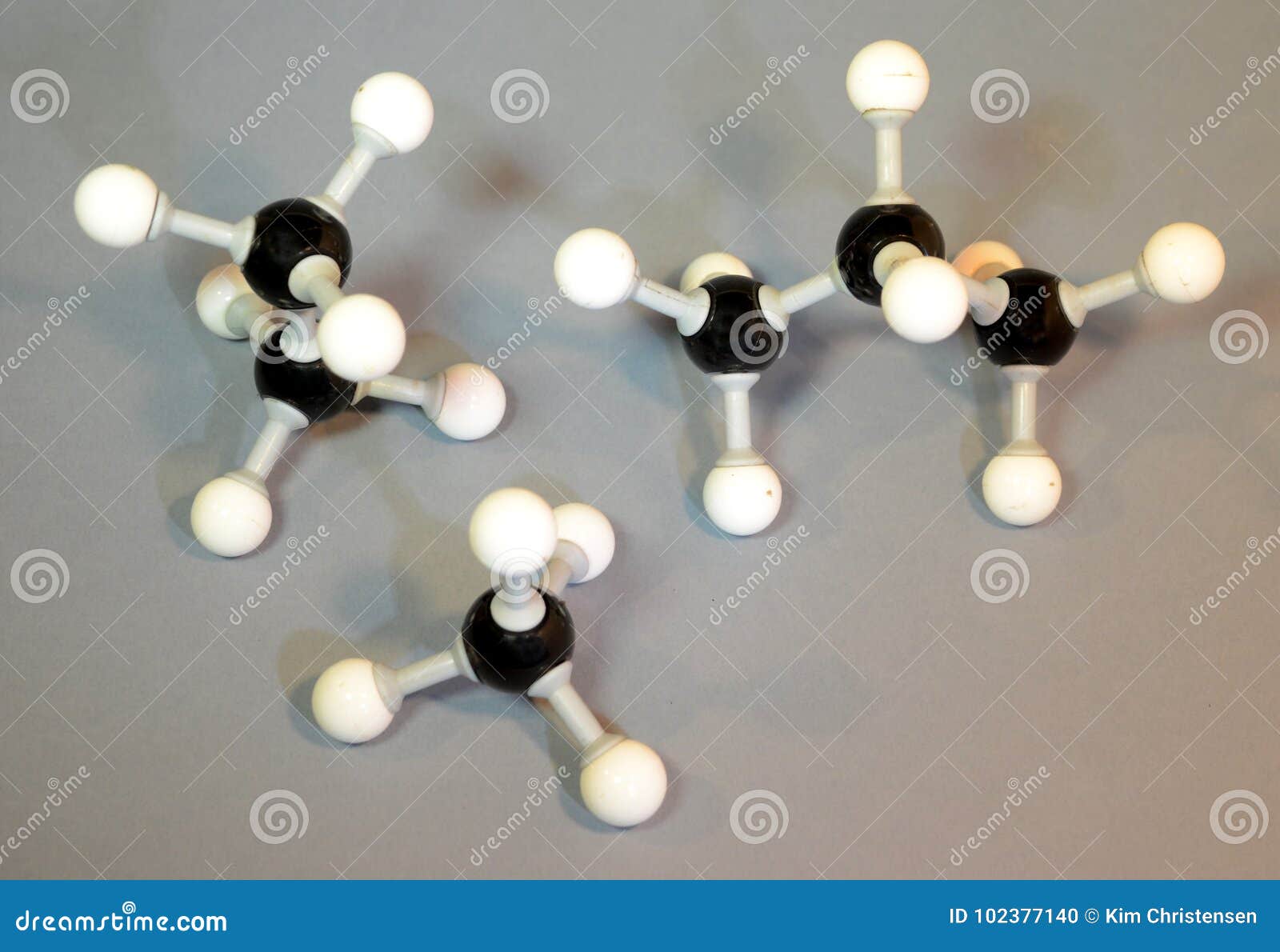 molecule models of some alcanes.