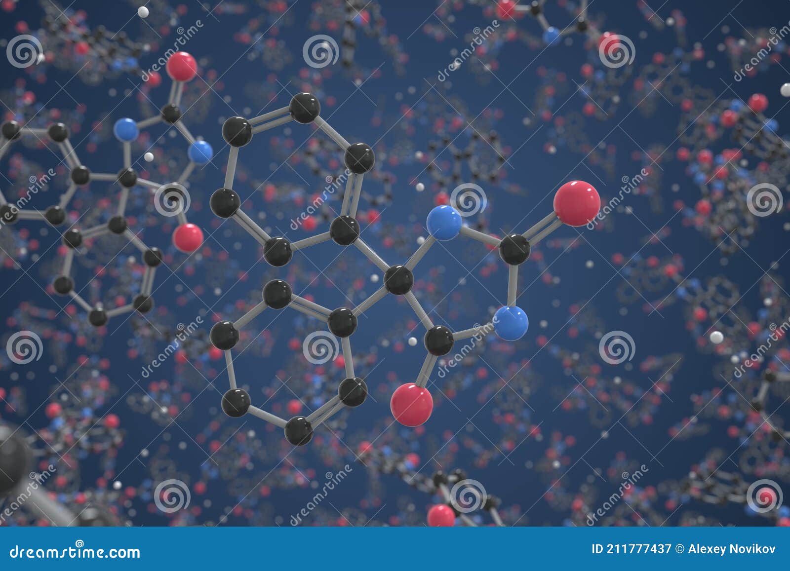molecule of phenytoin. molecular model, science related 3d rendering