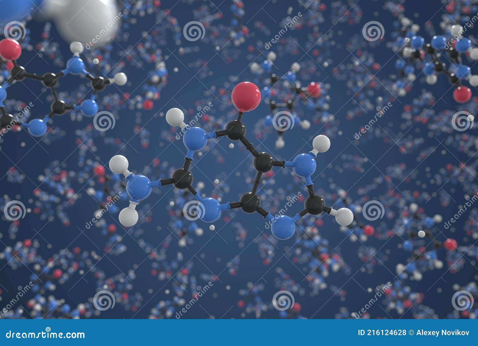 Guanine, Dna Molecular. Molecular Model, 3d Rendering, Structural