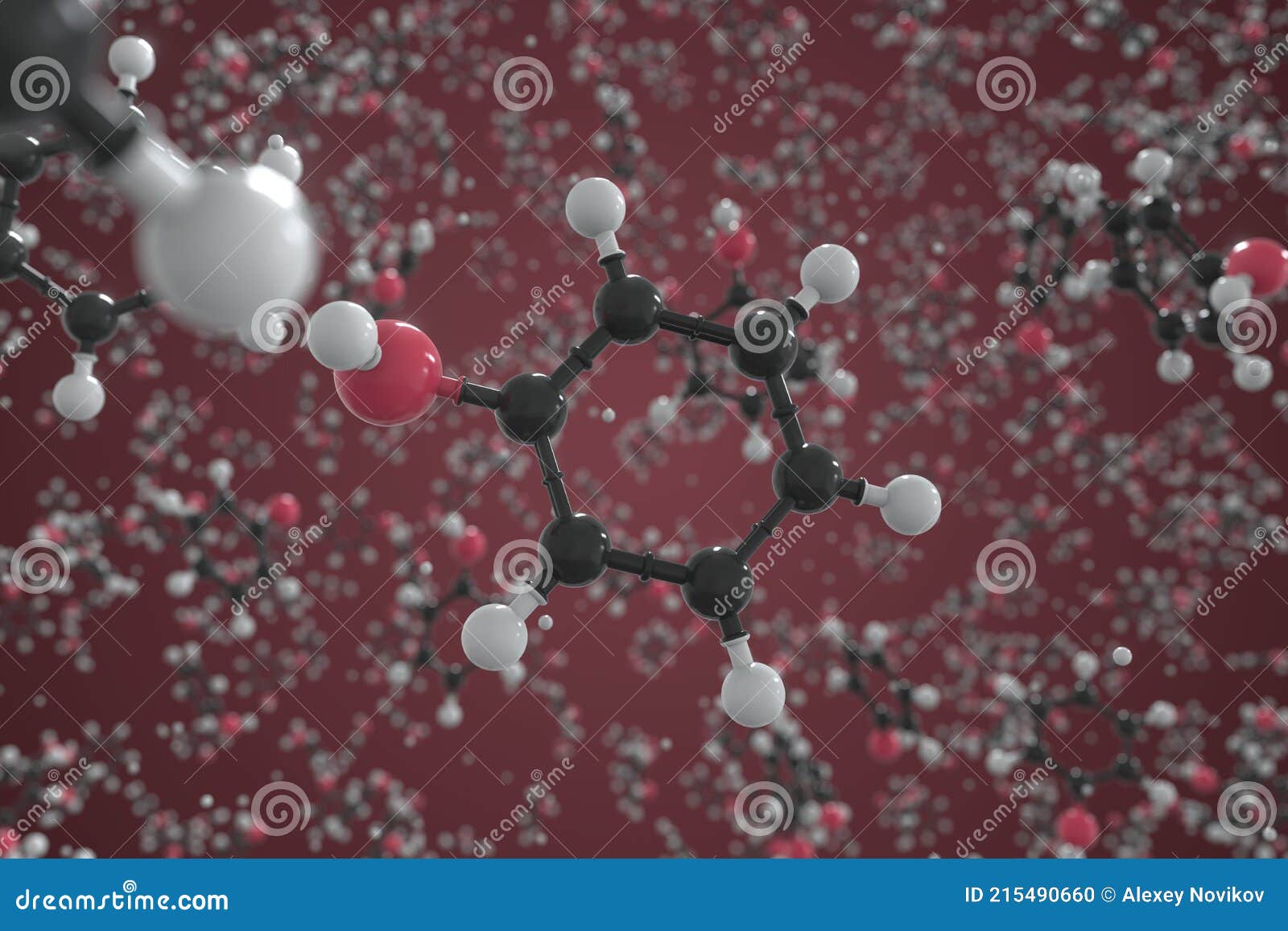 Phenol Molecular Structure 3d, Flat Model, Phenolic Acid, Structural