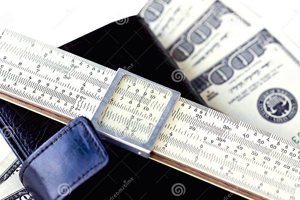 Moleskin, Scale Ruler, and Hundred Dollar Bills Stock Photo Image of