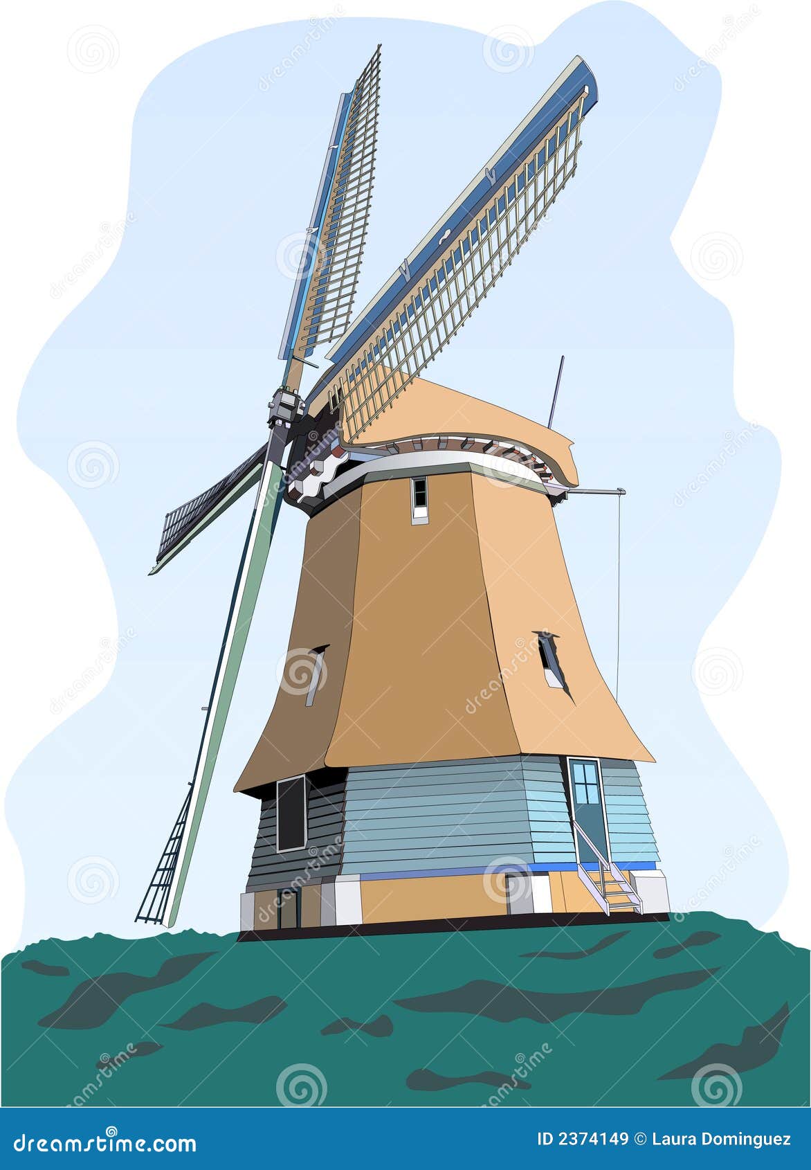 Molino de viento holandés stock de ilustración. Ilustración de