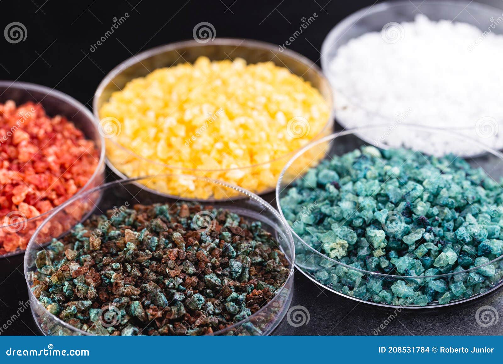 molten chloride salts  crystals and crystallized rare earth sediments  chemicals used in industry for the production of various