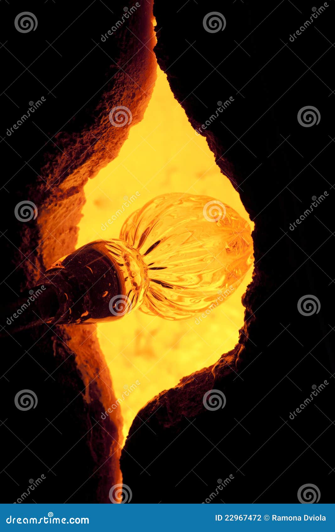 Molten Glass Entering a Kiln Stock Photo Image of orange, skilled
