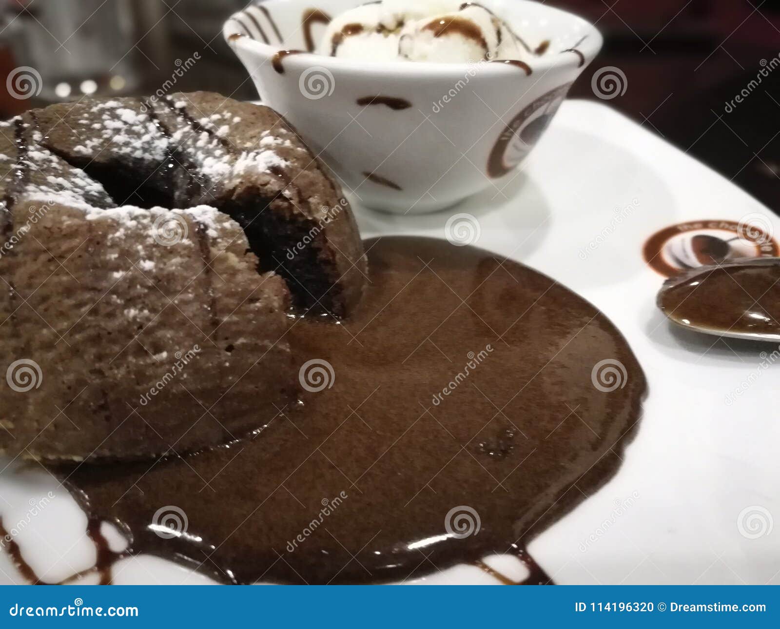 Molten Lava Cake with Ice Cream Stock Photo Image of cream, lava