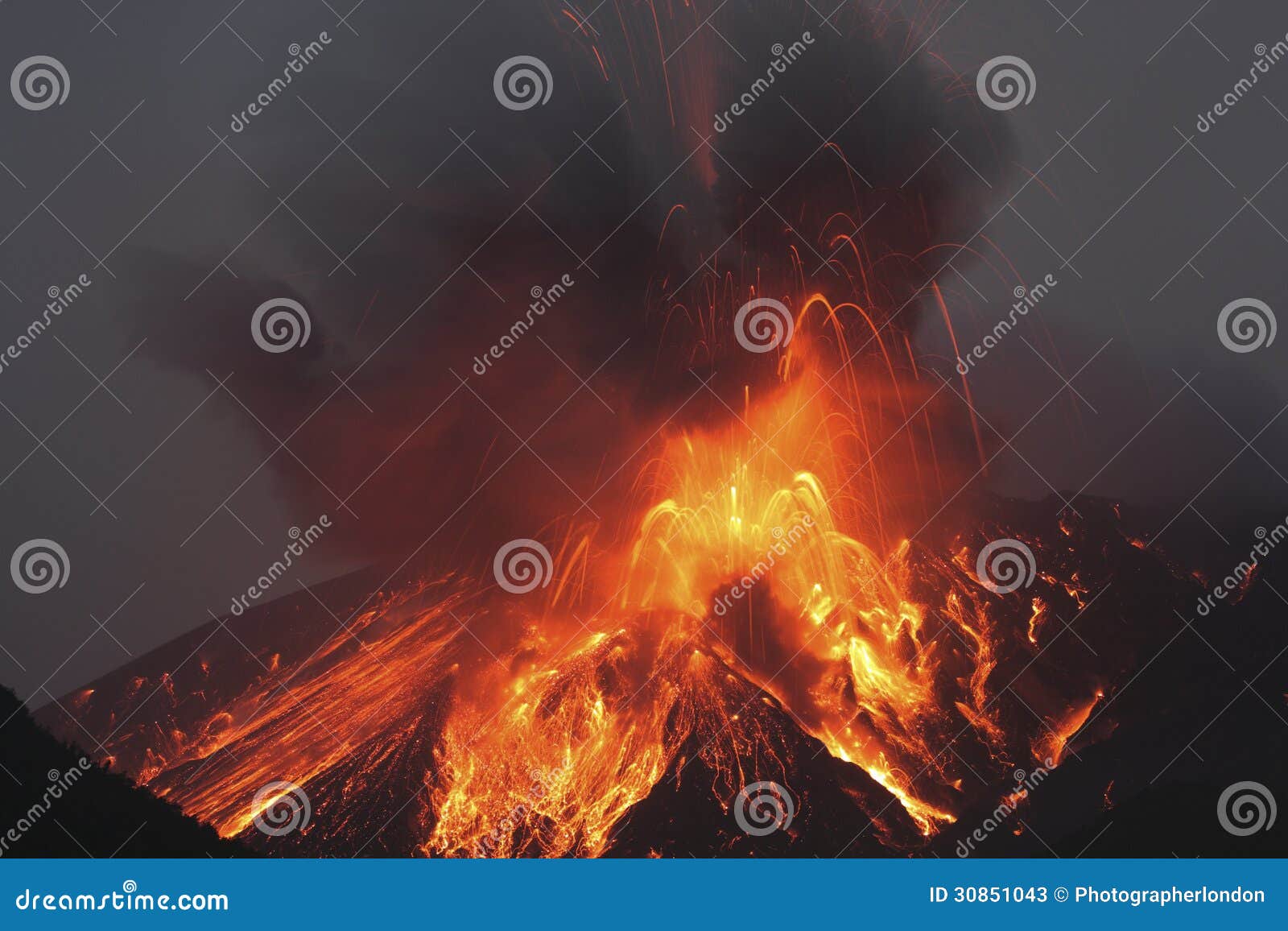 molten lava erupts from sakurajima kagoshima japan