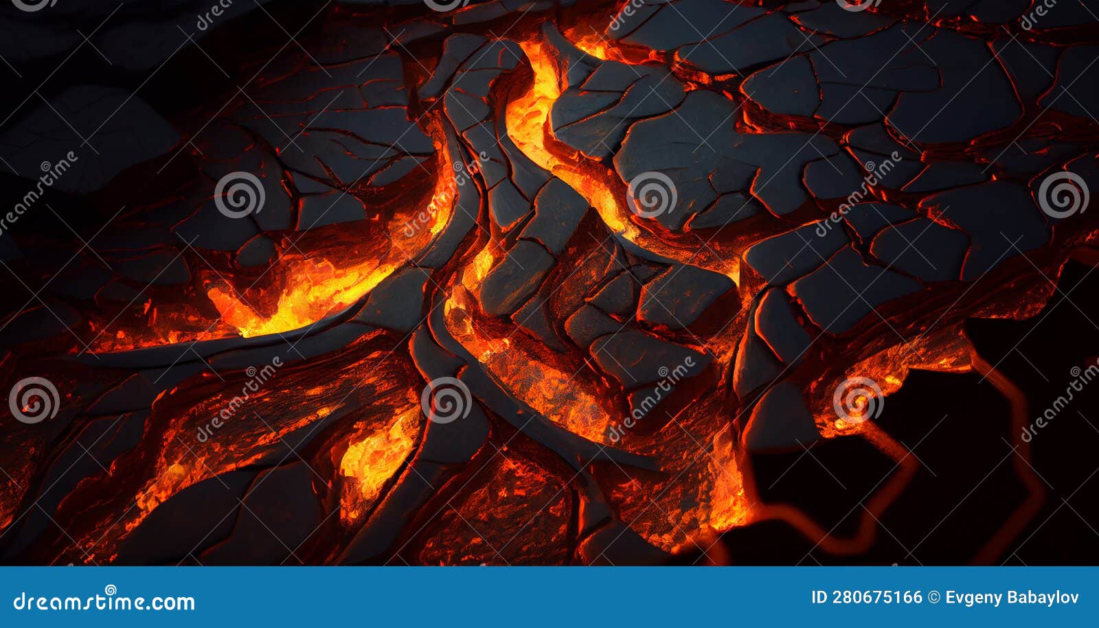 Molten Lava or Magma from a Volcano AI Generated Image Stock